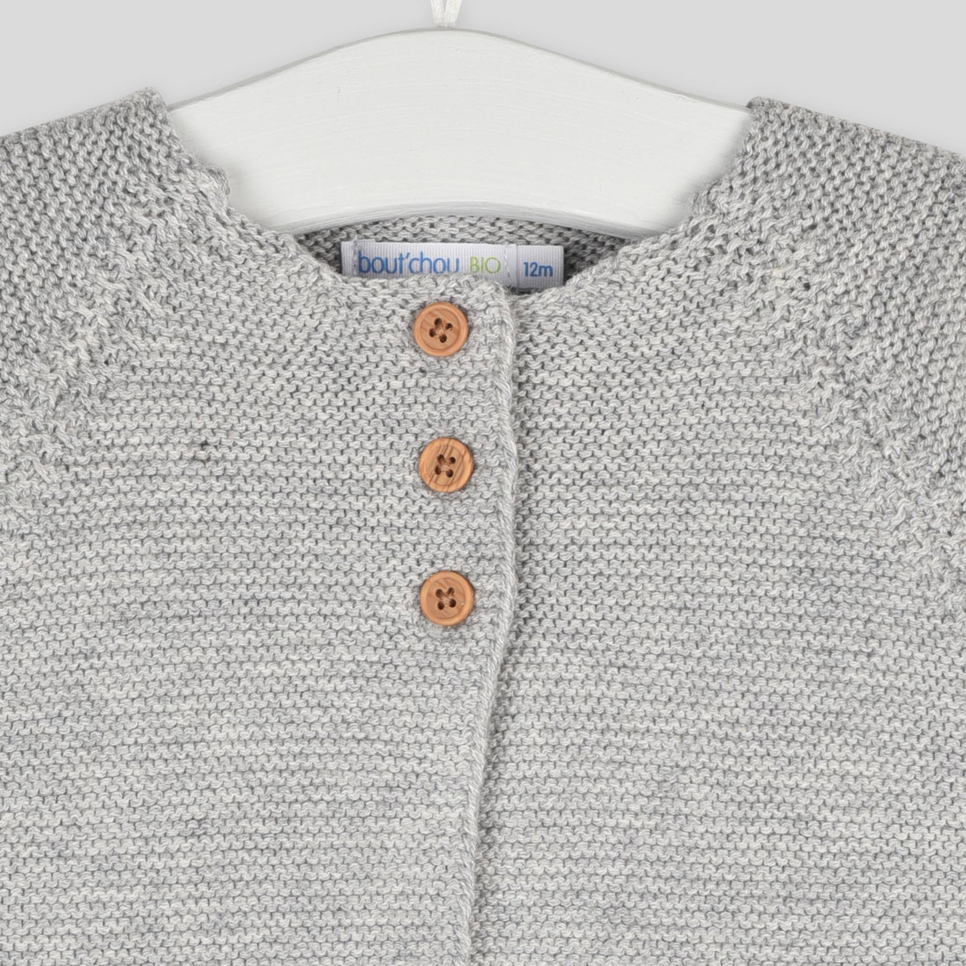 Cardigan mixte, contient du coton BIO, Oeko-Tex, Gris, large image number 2