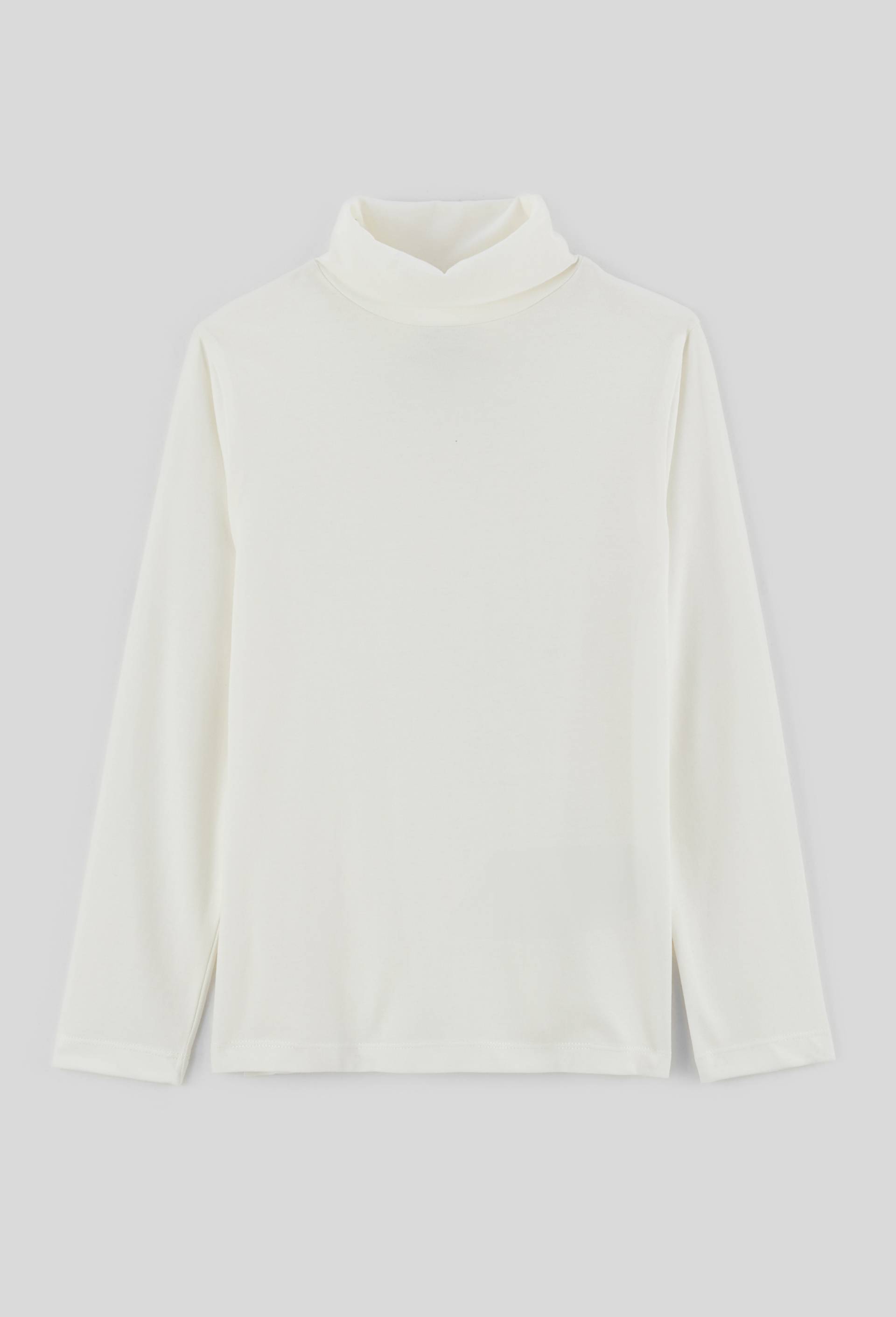 T-shirt col roul&eacute; manches longues uni en coton BIO GOTS, Ecru, large image number 0