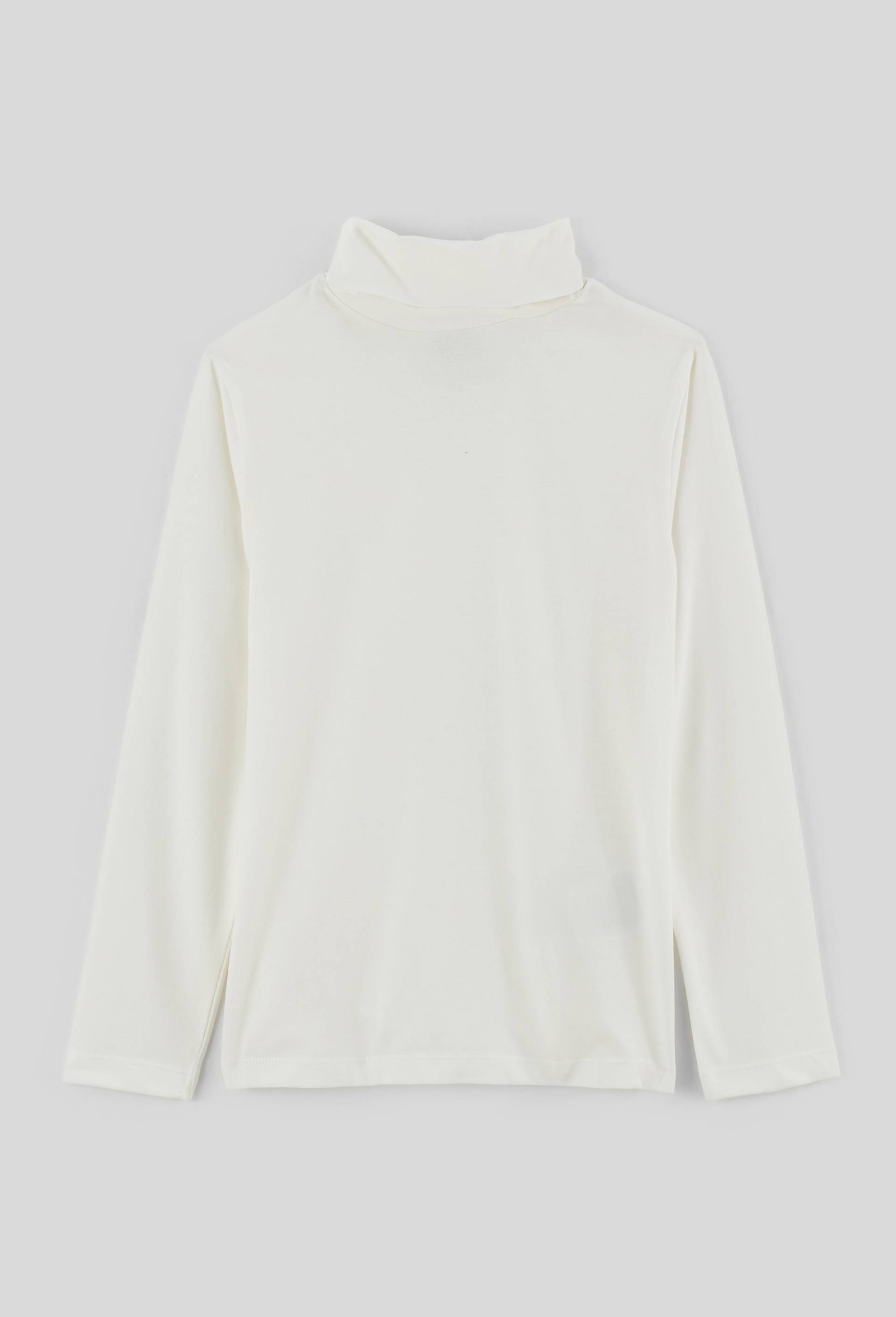 T-shirt col roul&eacute; manches longues uni en coton BIO GOTS, Ecru, large image number 1