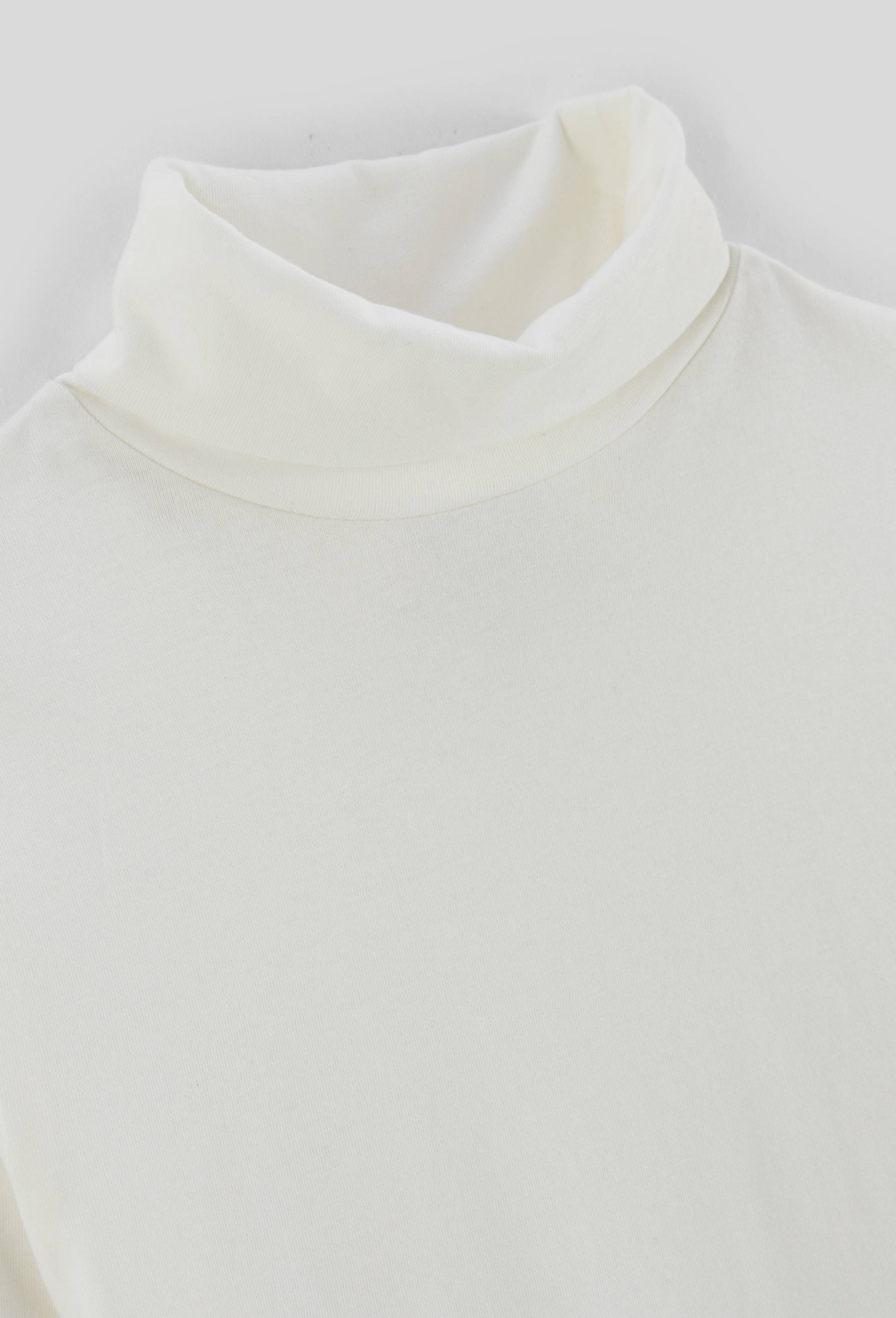 T-shirt col roul&eacute; manches longues uni en coton BIO GOTS, Ecru, large image number 2