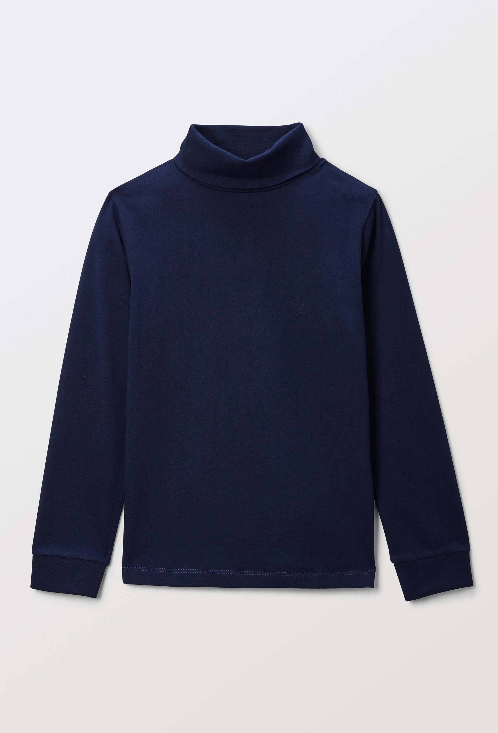 T-shirt col roul&eacute; manches longues uni en coton BIO GOTS, Bleu fonc&eacute;, large image number 0