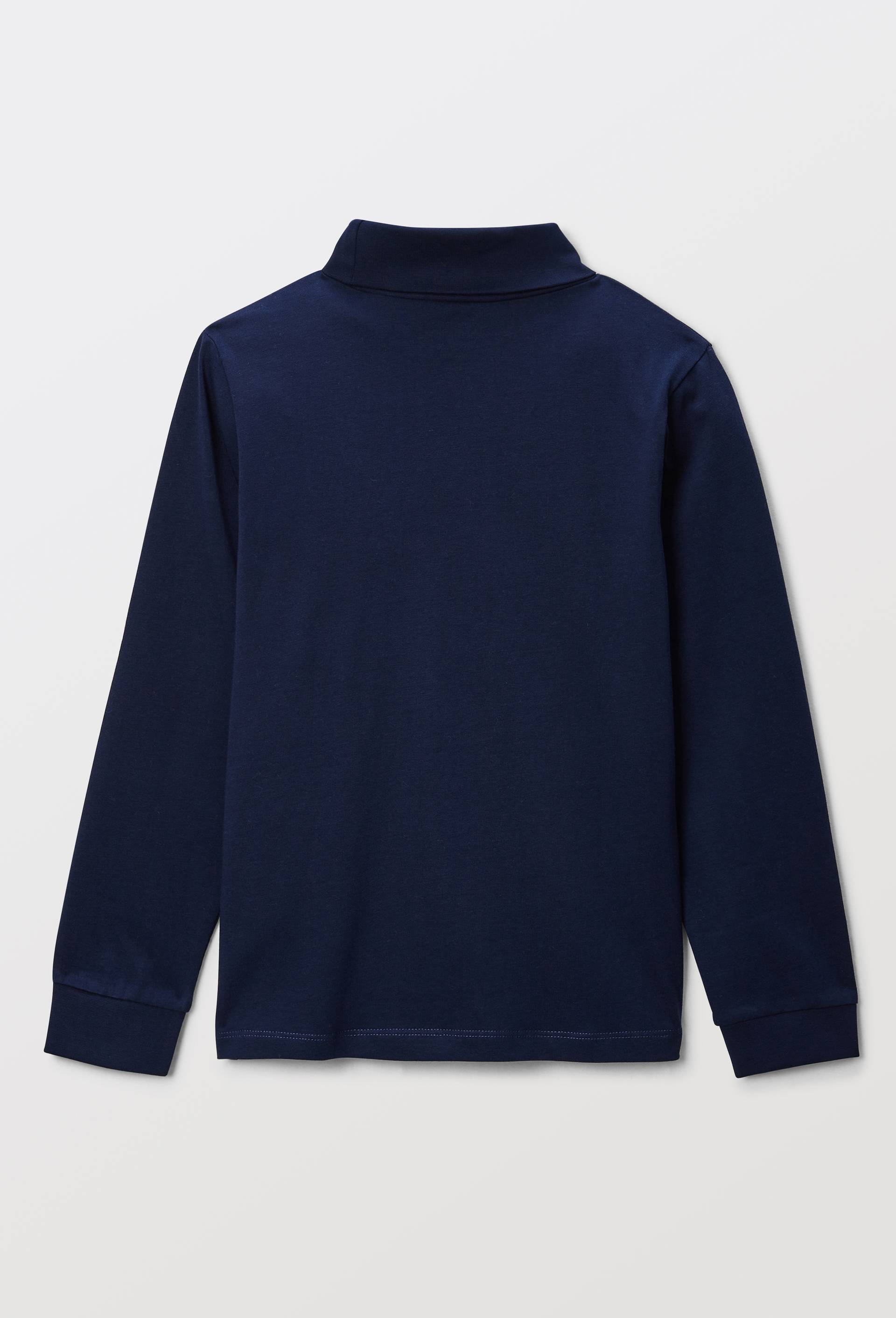 T-shirt col roul&eacute; manches longues uni en coton BIO GOTS, Bleu fonc&eacute;, large image number 1