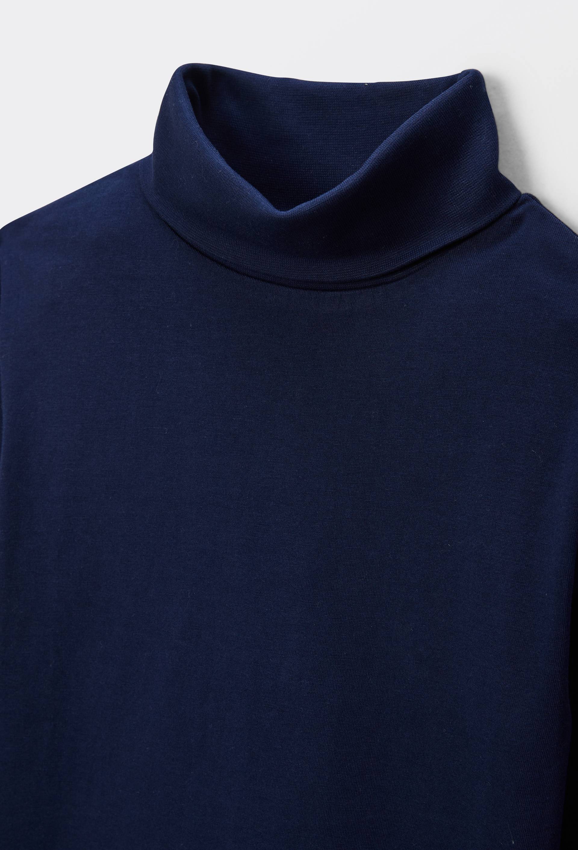 T-shirt col roul&eacute; manches longues uni en coton BIO GOTS, Bleu fonc&eacute;, large image number 2