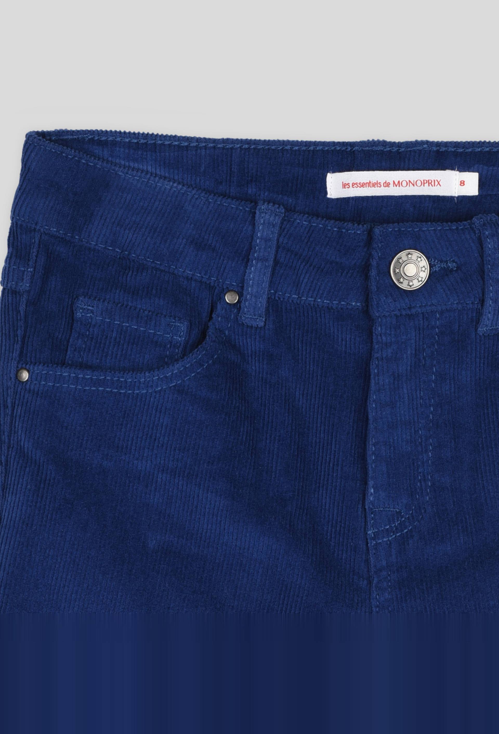 Pantalon en velours coupe slim certifié Oekotex, BLEU, large image number 2