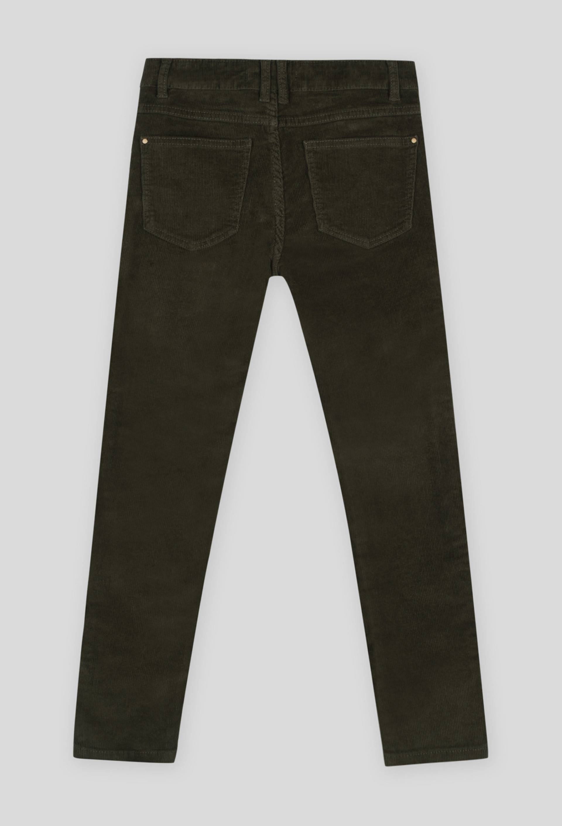 Pantalon en velours coupe slim certifié Oekotex, Vert foncé, large image number 1