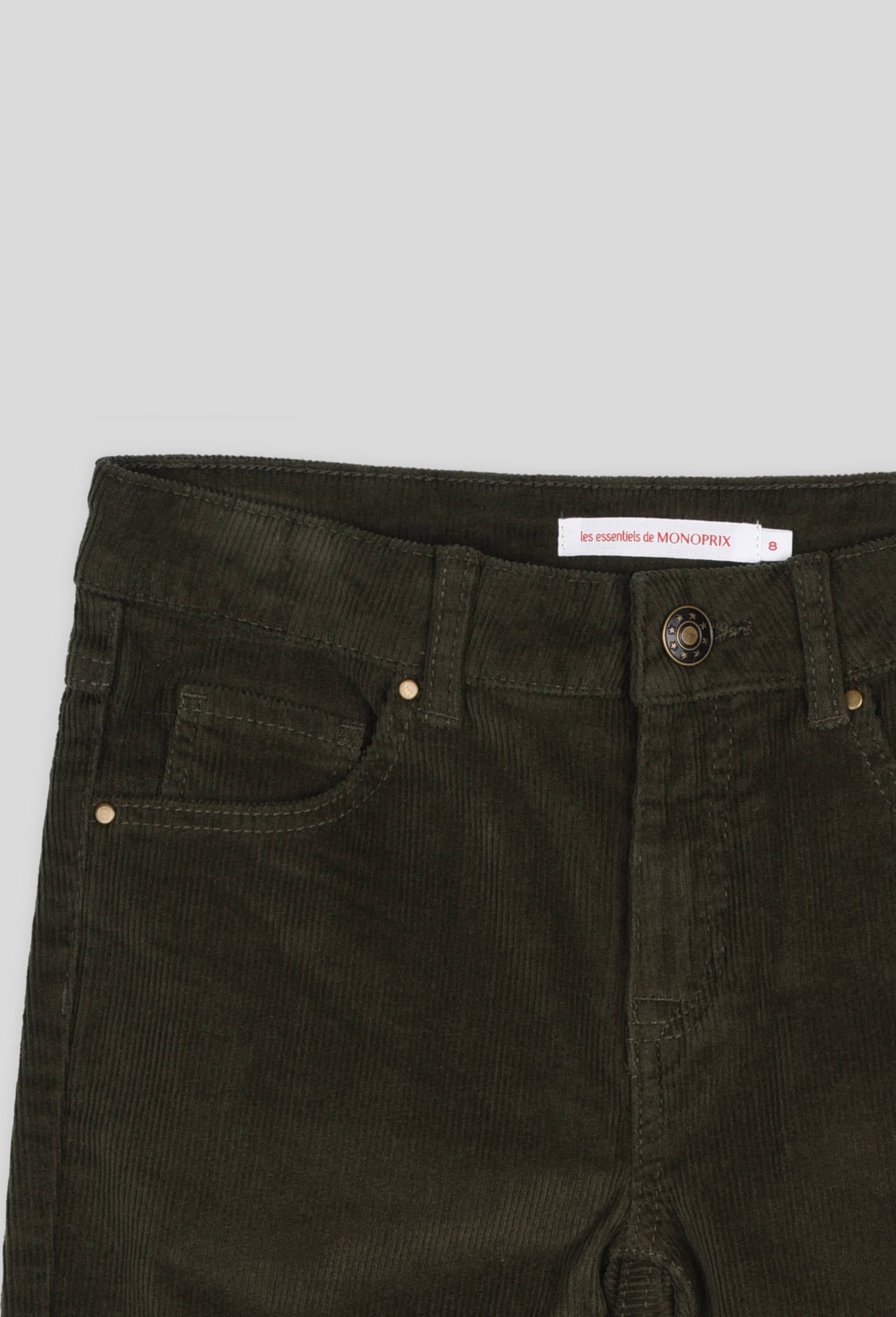 Pantalon en velours coupe slim certifié Oekotex, Vert foncé, large image number 2