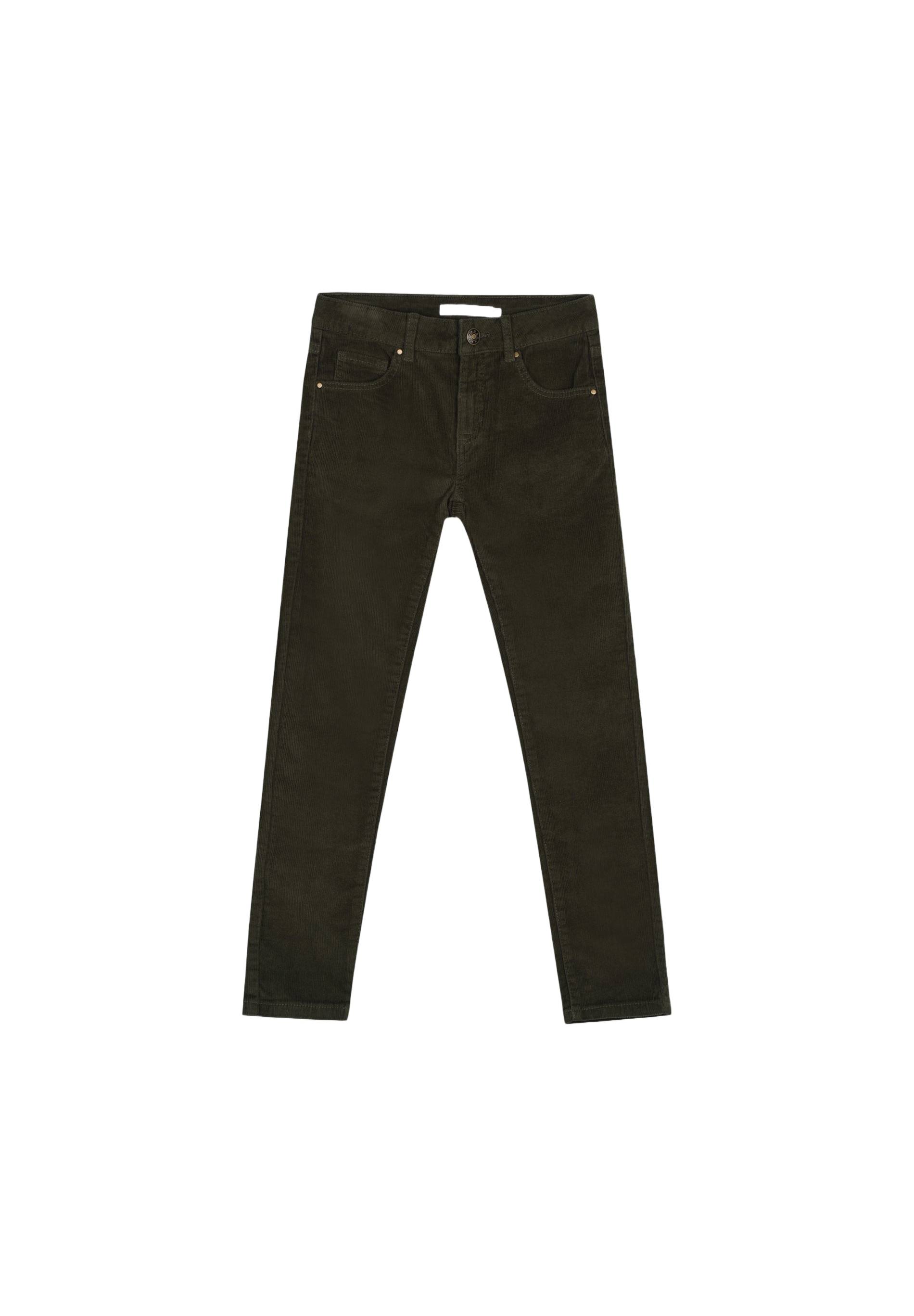 Pantalon en velours coupe slim certifié Oekotex, Vert foncé, large image number 3