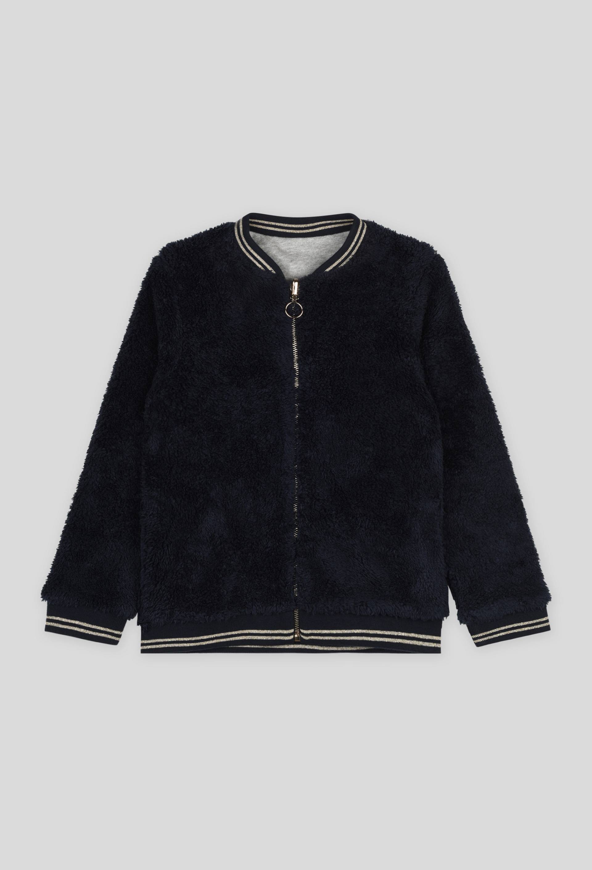 Cardigan teddy en molleton reversible, Oeko-Tex, Bleu fonc&eacute;, large image number 0