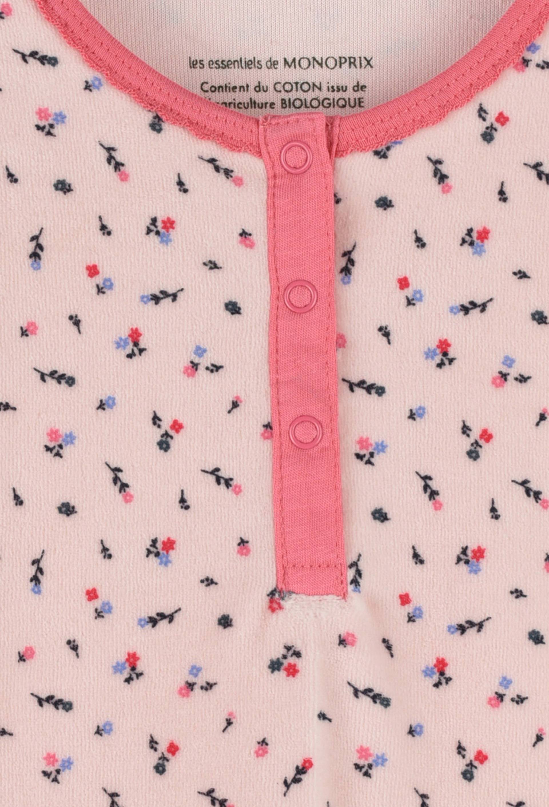 Pyjama imprim{ fleurs en velours, Rose clair, large image number 2
