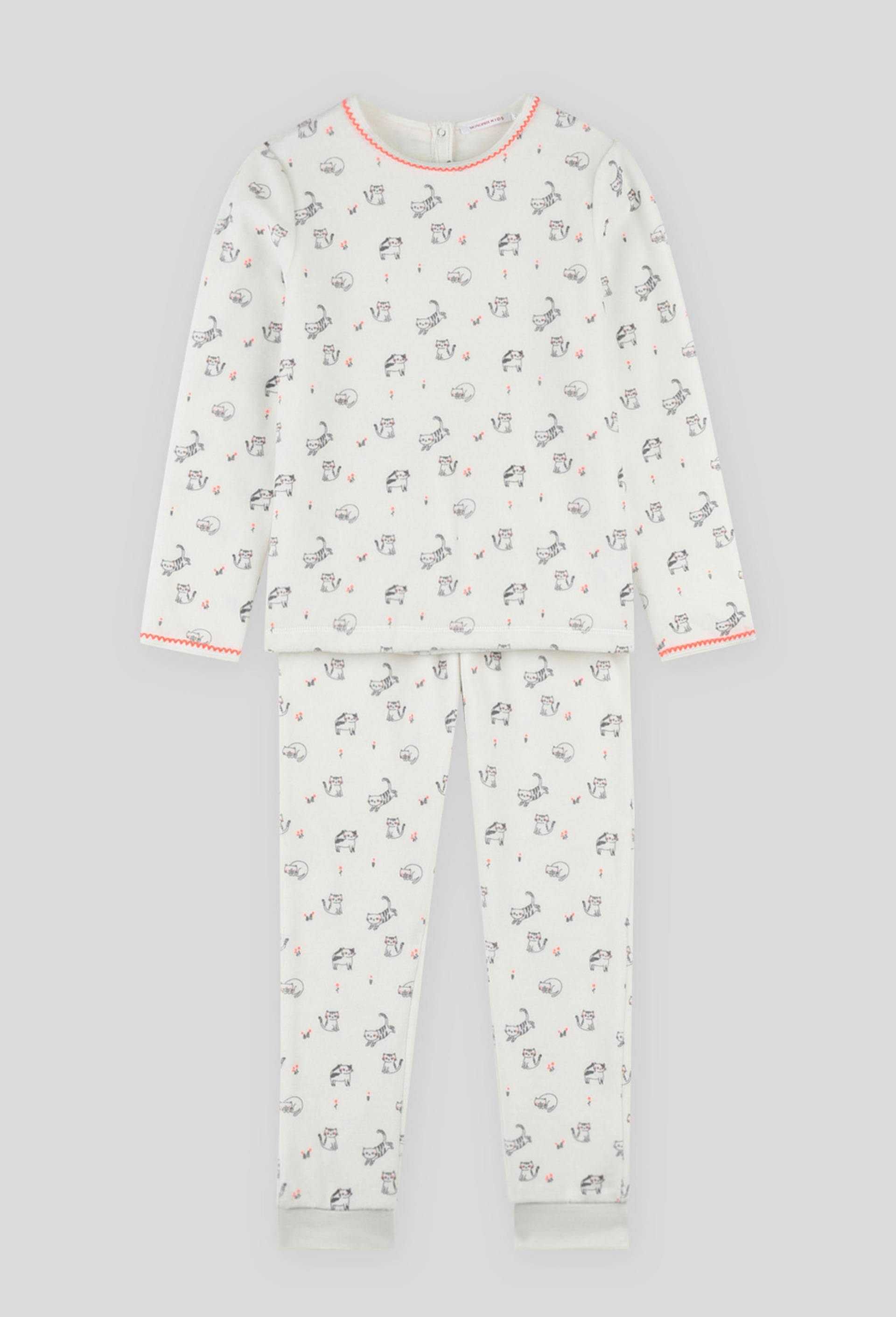 Pyjama long en velours, Ecru, large image number 0