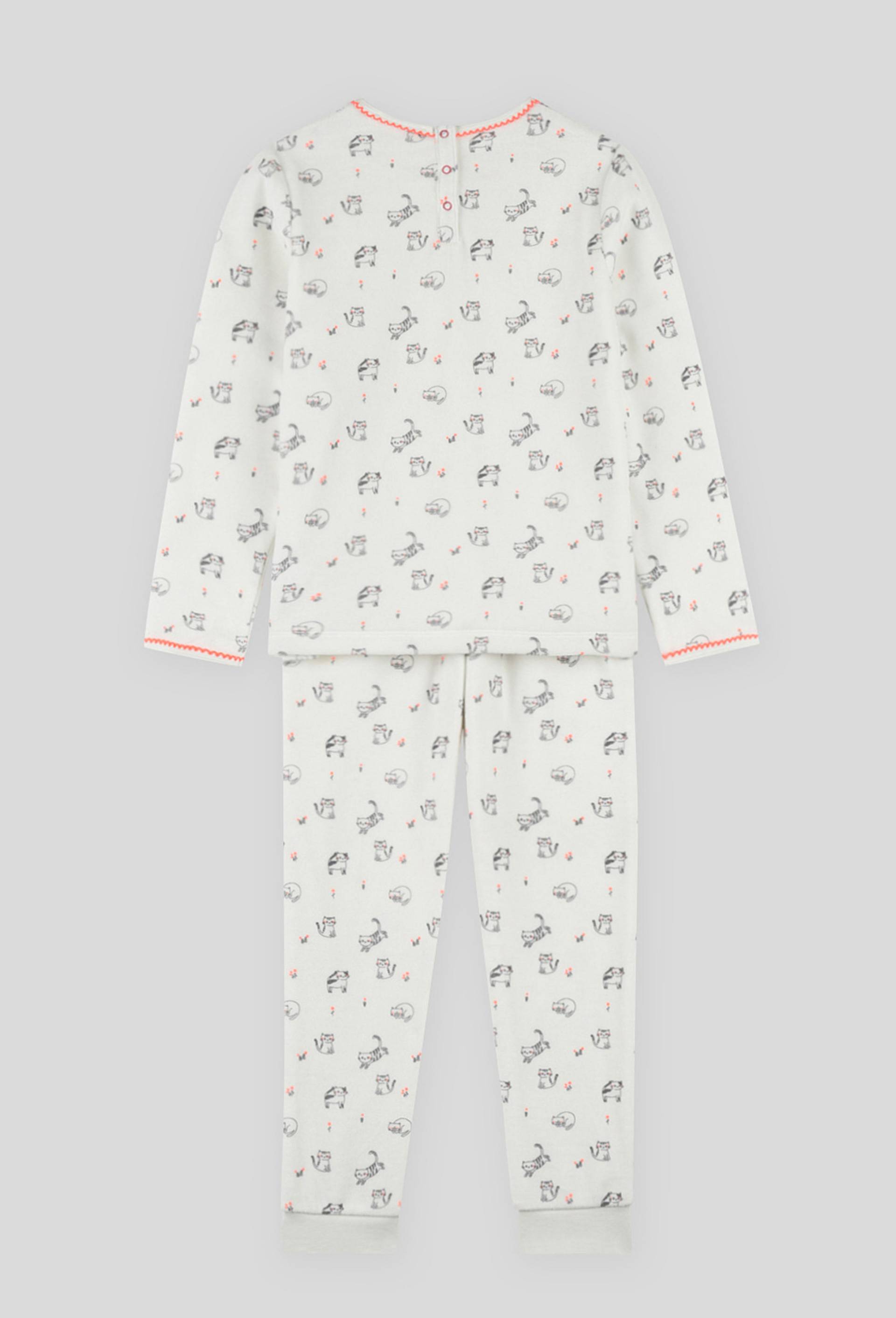 Pyjama long en velours, Ecru, large image number 1