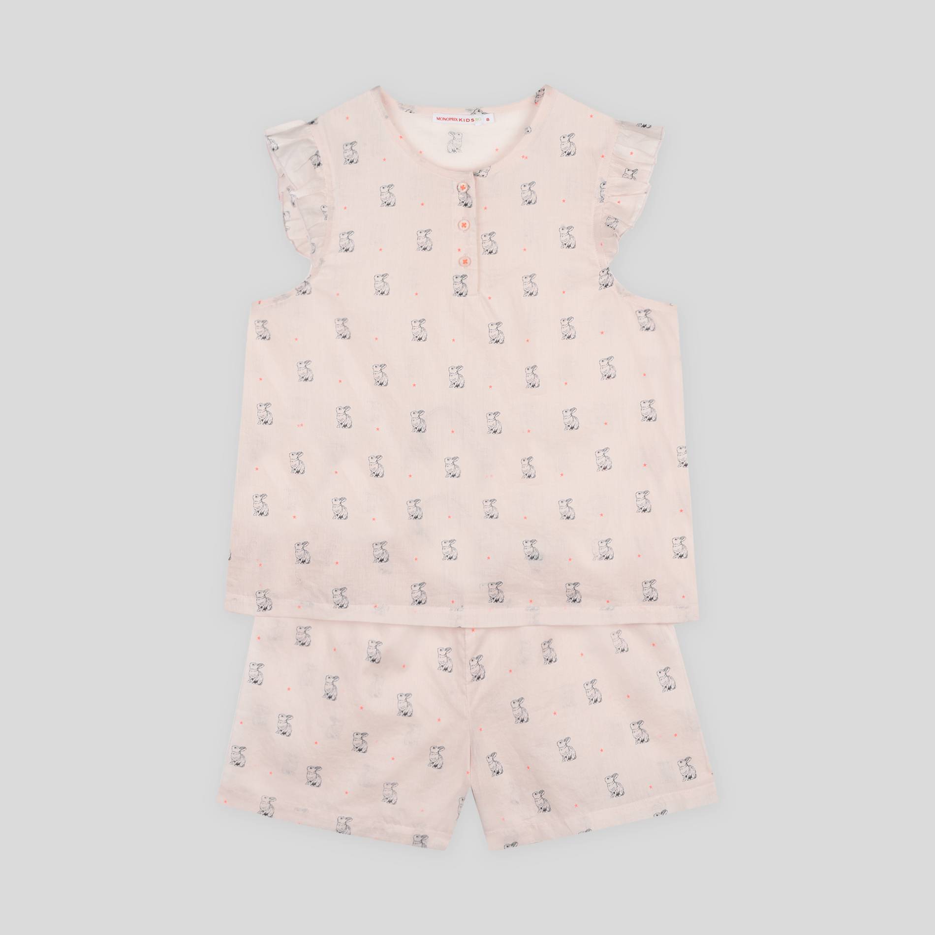 Pyjama imprimé en coton BIO, Rose clair, large image number 0
