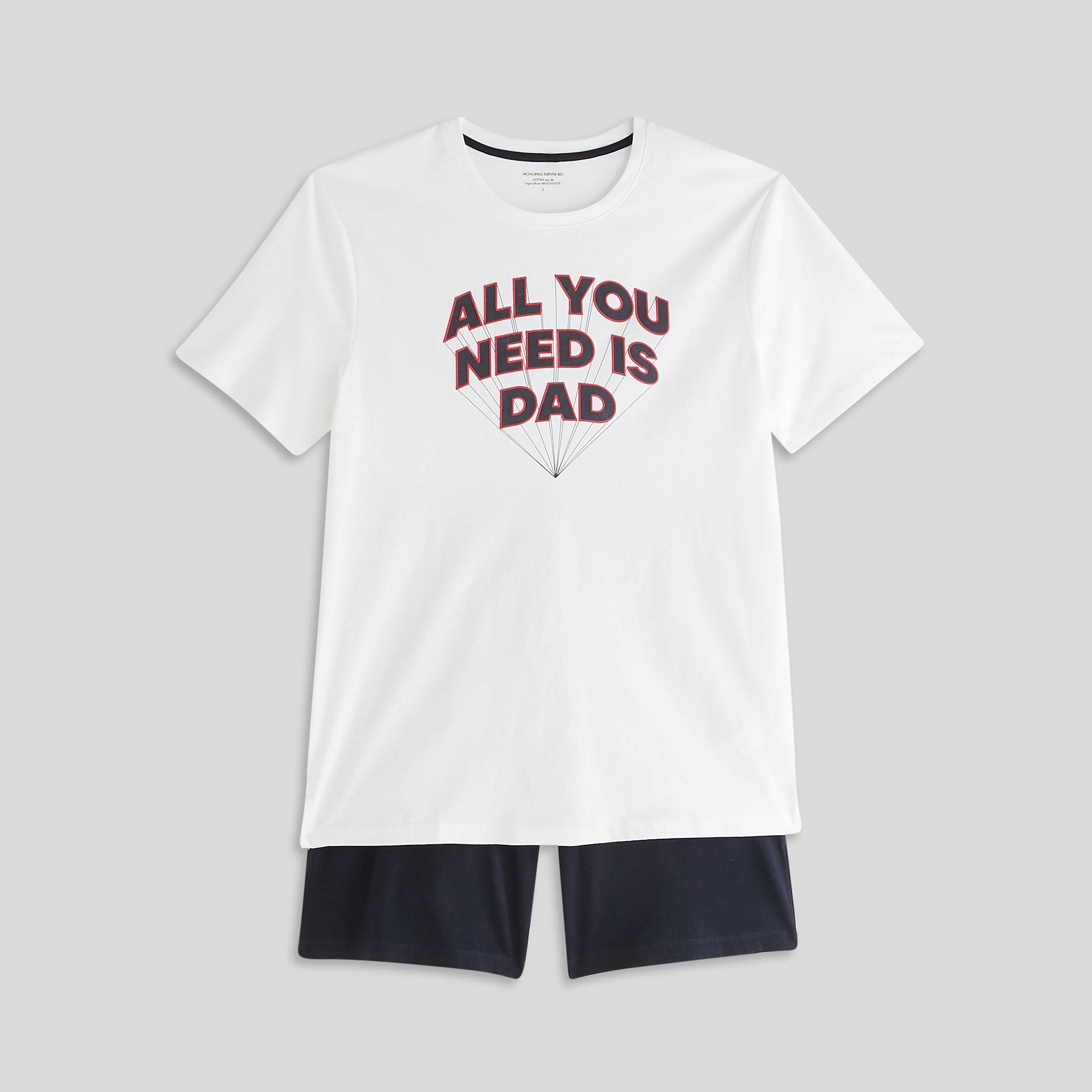 Pyjama short en jersey BIO, Blanc, large image number 2.0