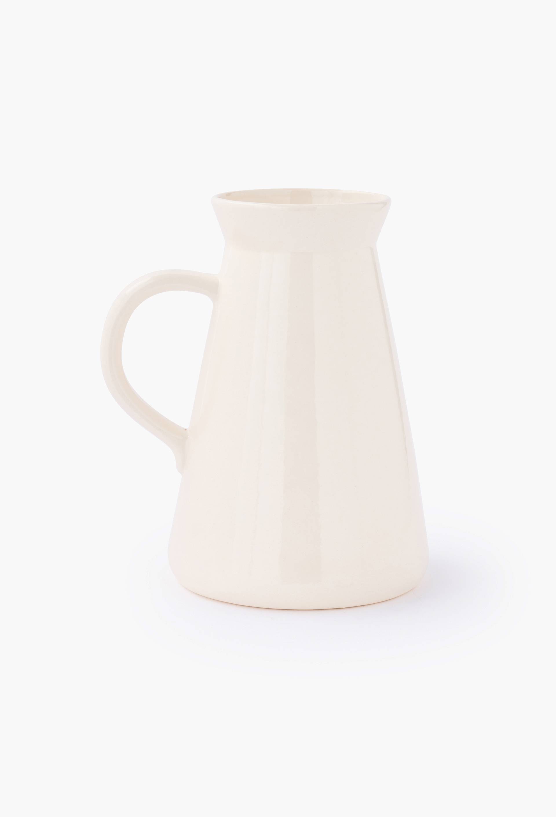 Vase pichet anse, 22xH27x18cm, en c&eacute;ramique, Blanc, large image number 0