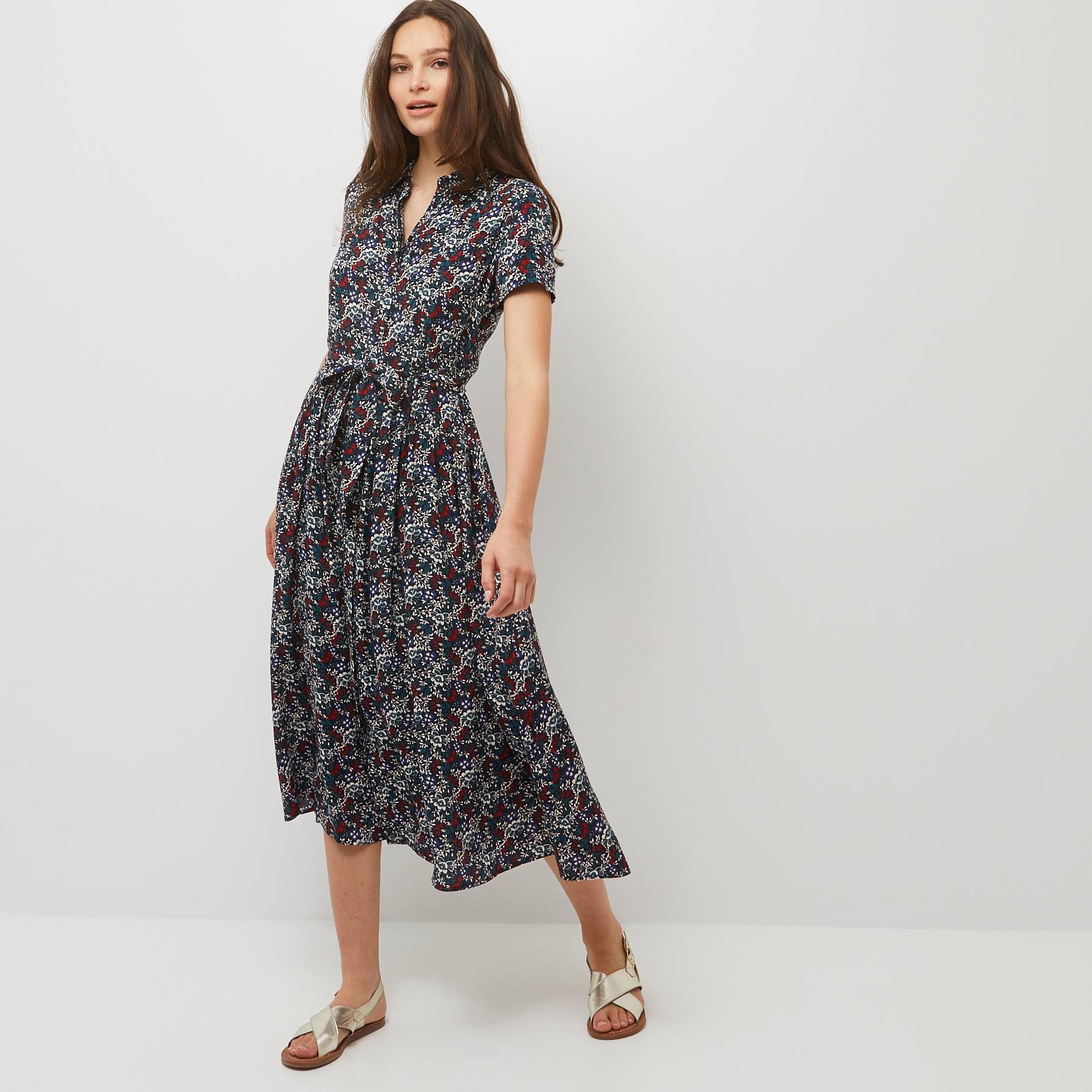 Robe manches courtes en viscose, Bleu fonc&eacute;, large image number 0