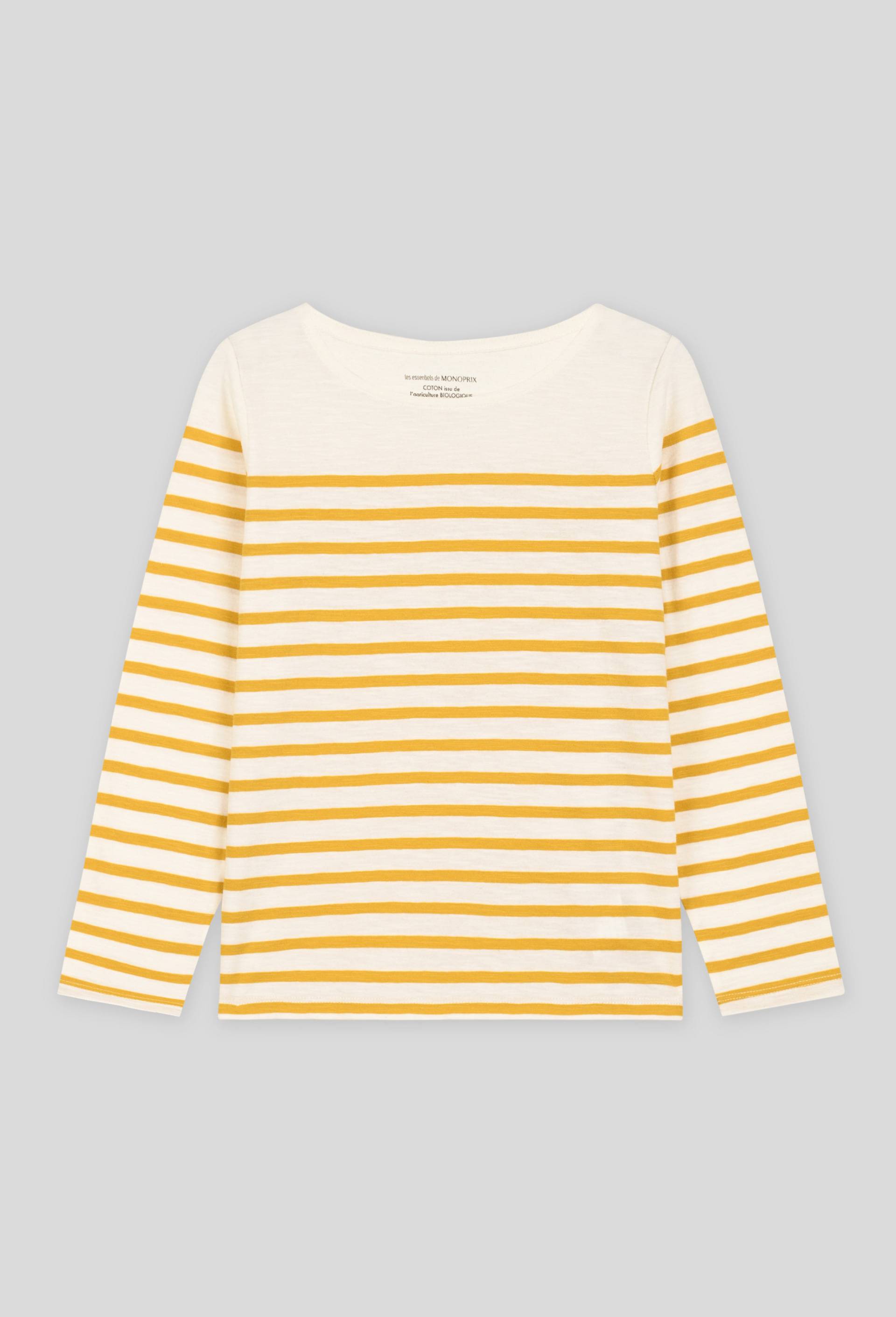 Marinière en coton certifiée Oekotex, Jaune foncé, large image number 0.0
