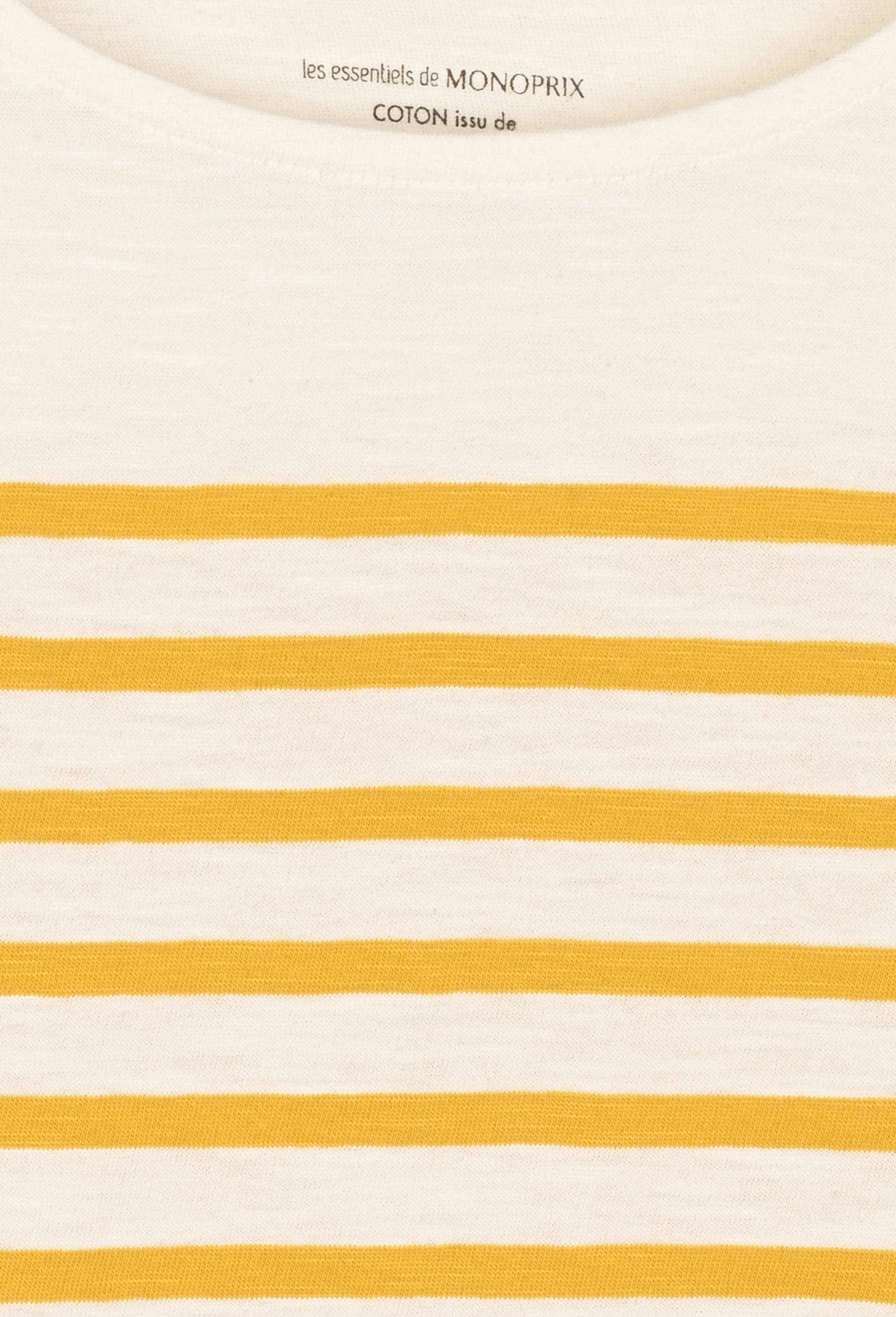Marinière en coton certifiée Oekotex, Jaune foncé, large image number 2