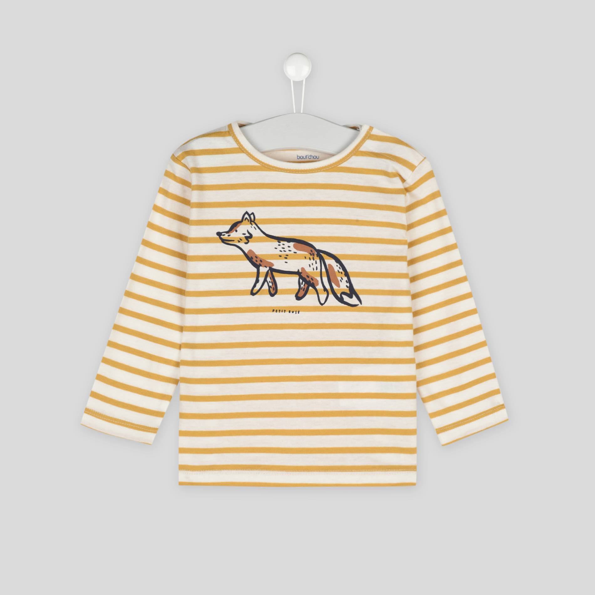 T-shirt manches longues rayé en coton BIO, Brun clair, large image number 0