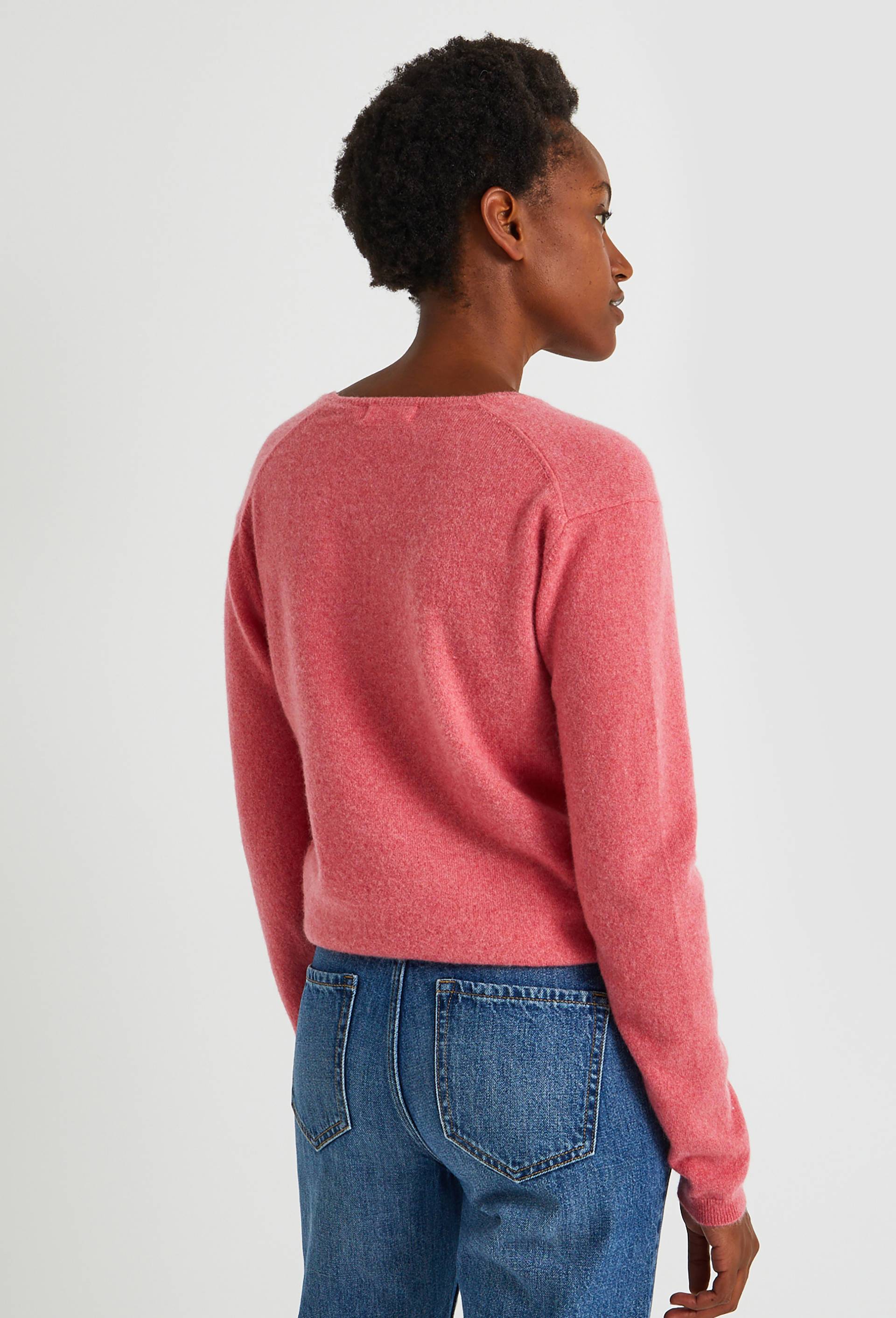 Pull en V en Cachemire, Rose fonc&eacute;, large image number 1.0