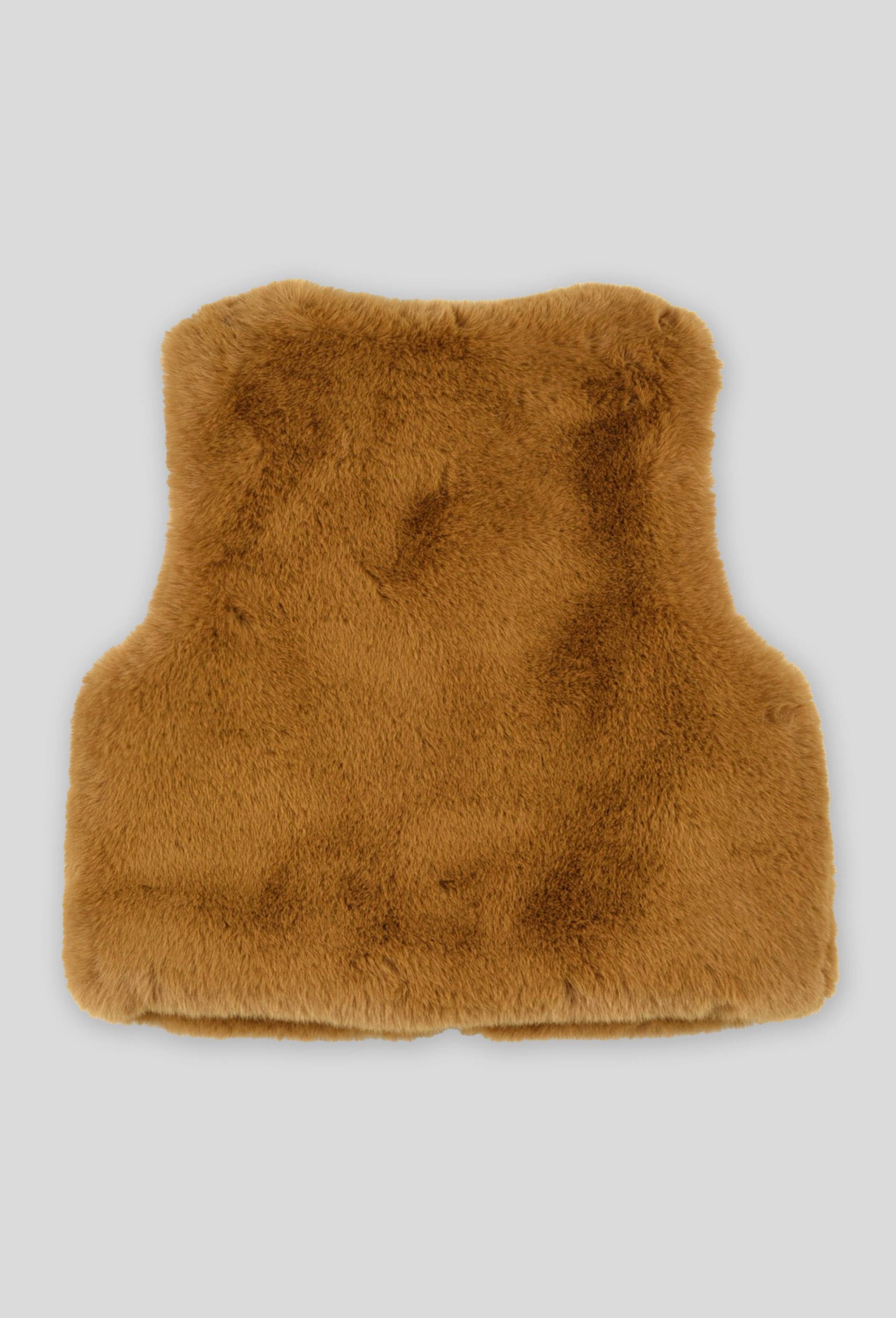 Gilet en fausse fourrure contenant du polyester recyclé, Brun clair, large image number 1