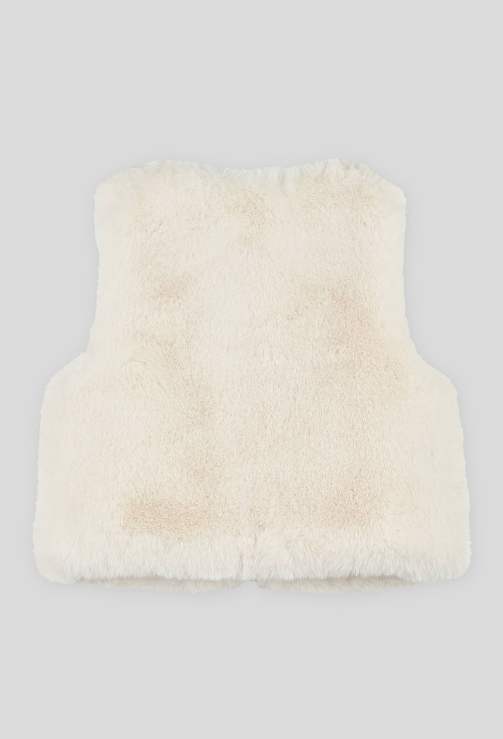 Gilet en fausse fourrure contenant du polyester recycl&eacute;, Ecru, large image number 1