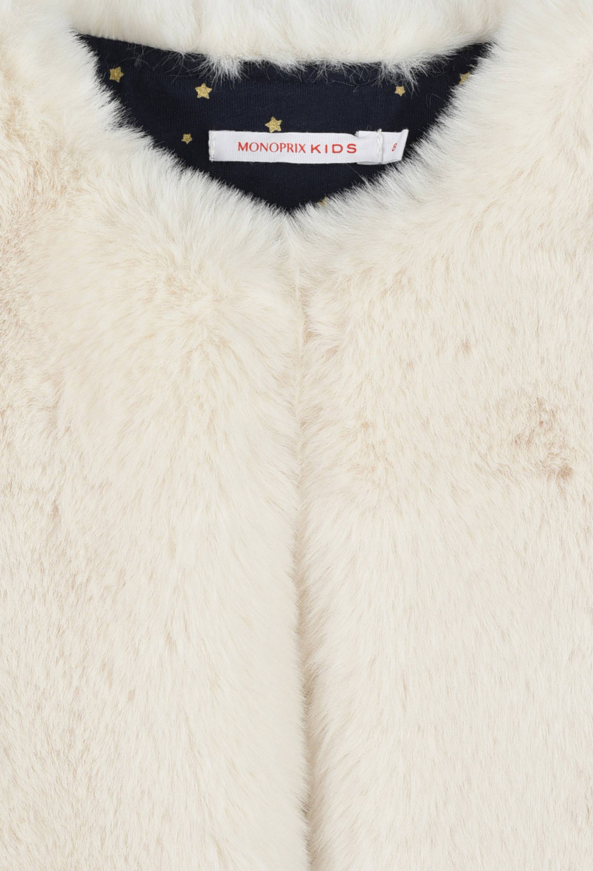 Gilet en fausse fourrure contenant du polyester recycl&eacute;, Ecru, large image number 2