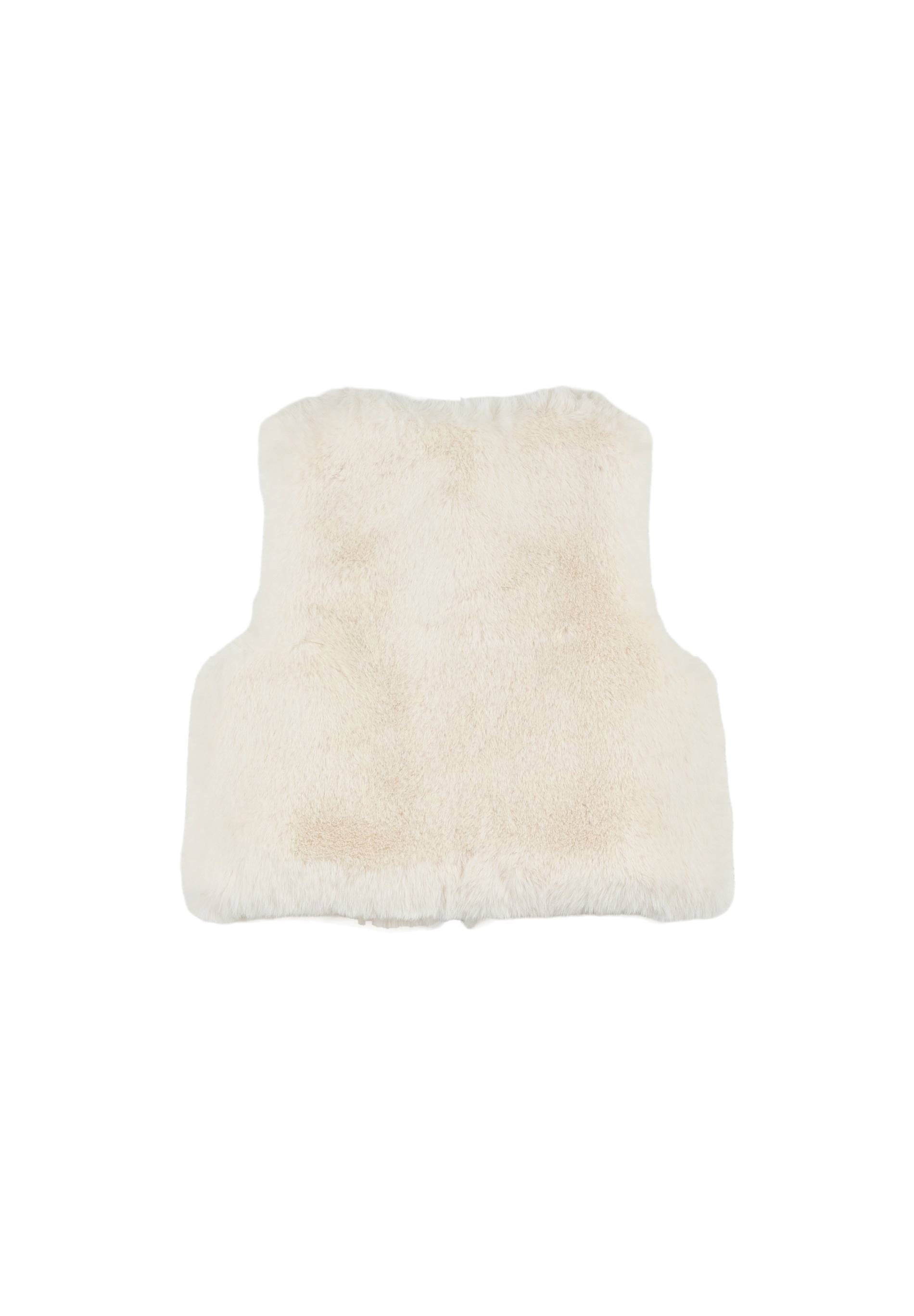 Gilet en fausse fourrure contenant du polyester recycl&eacute;, Ecru, large image number 4