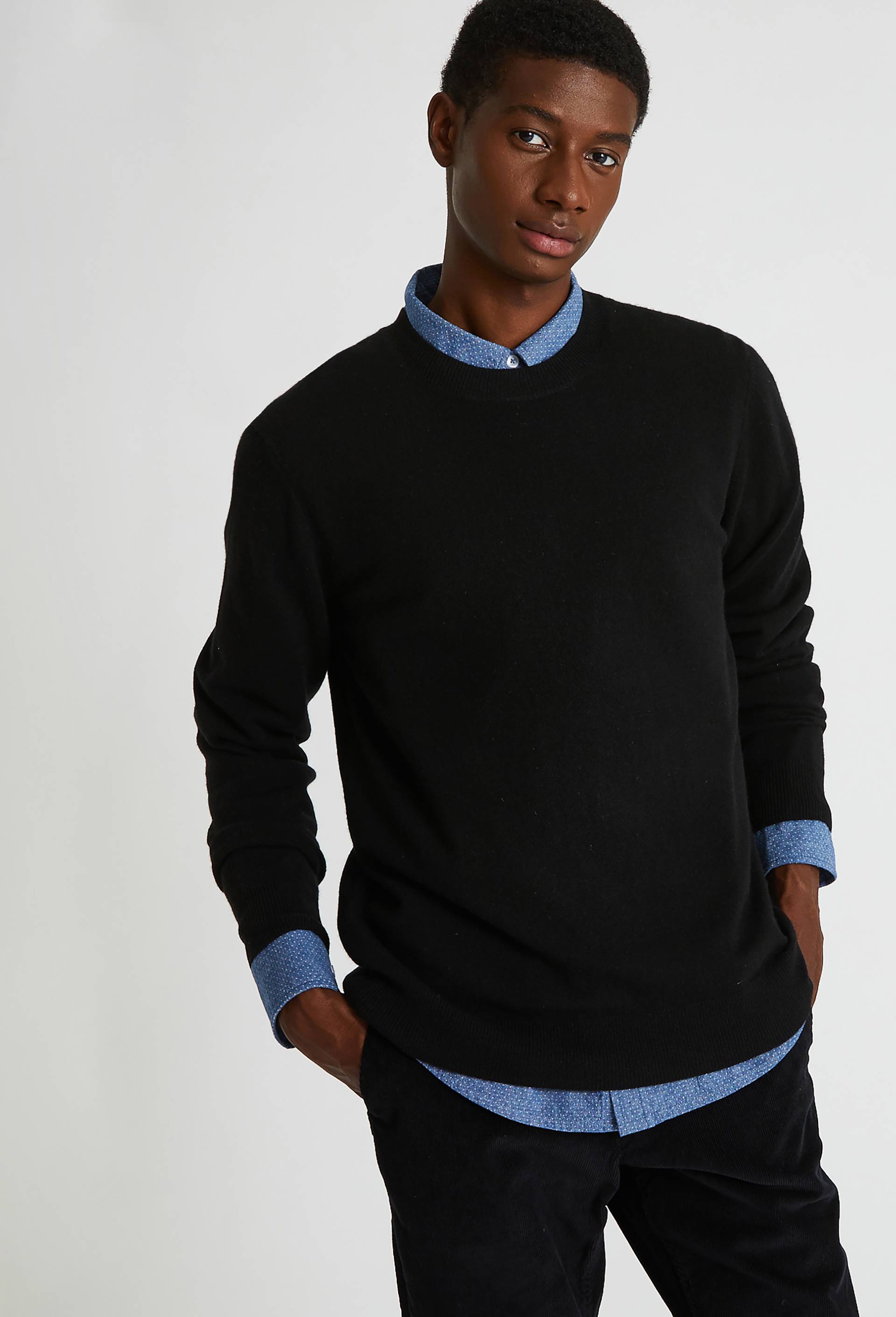 Pull col rond en 100% cachemire, Noir, swatch image