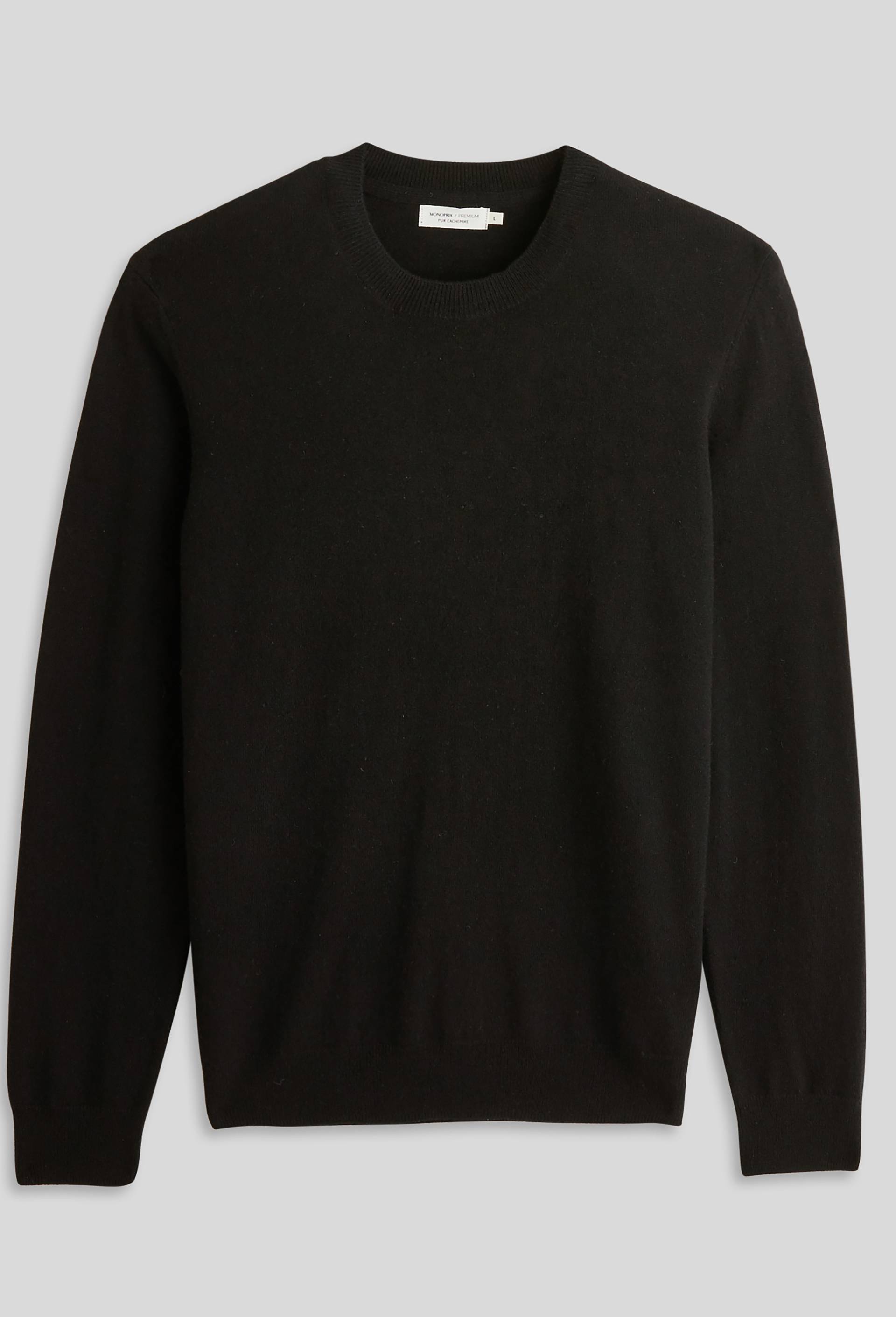 Pull col rond en 100% cachemire, Noir, large image number 2.0