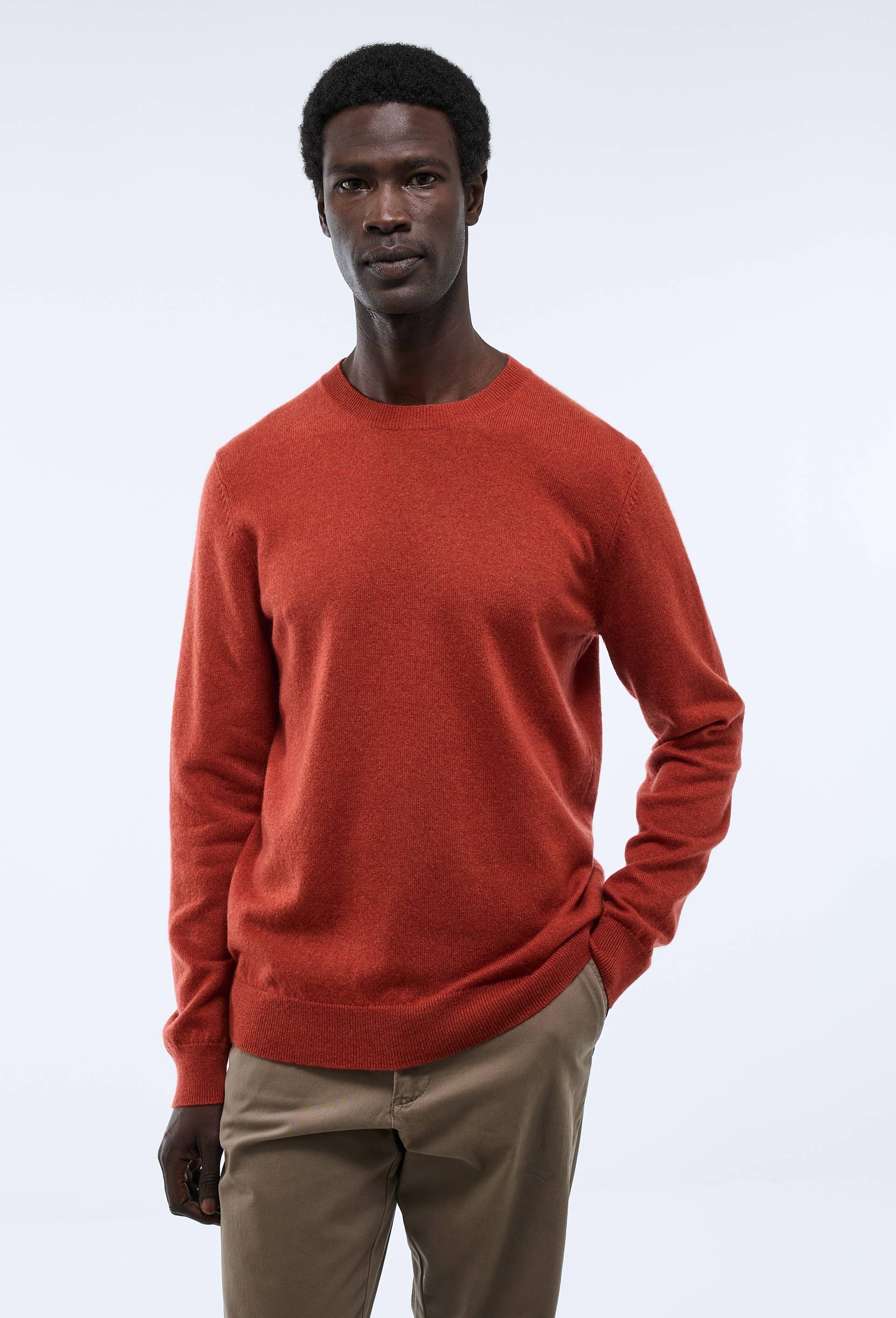 Pull col rond en 100% cachemire, Rouge fonc&eacute;, large image number 0