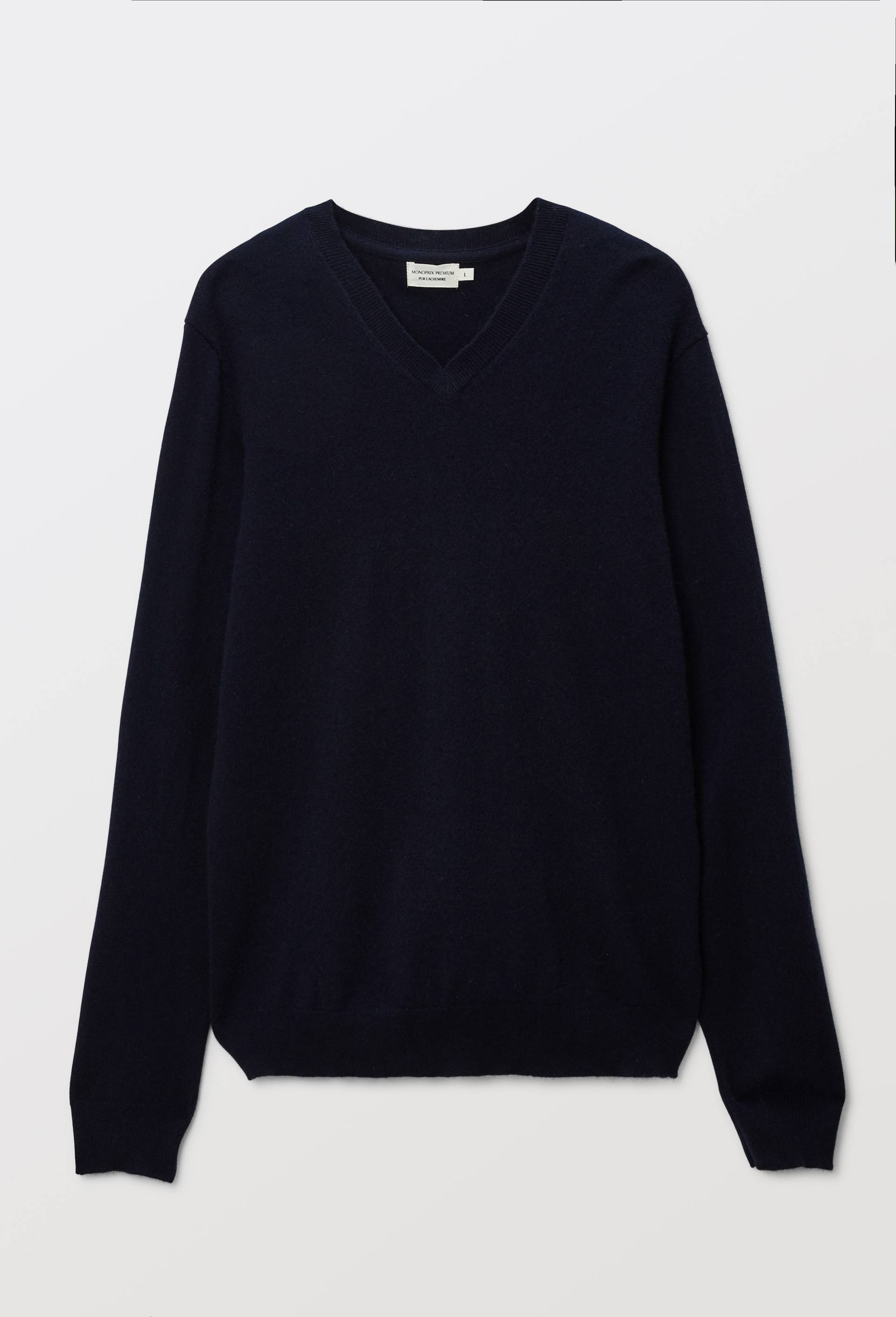 Pull col V en 100% cachemire, Bleu fonc&eacute;, large image number 2