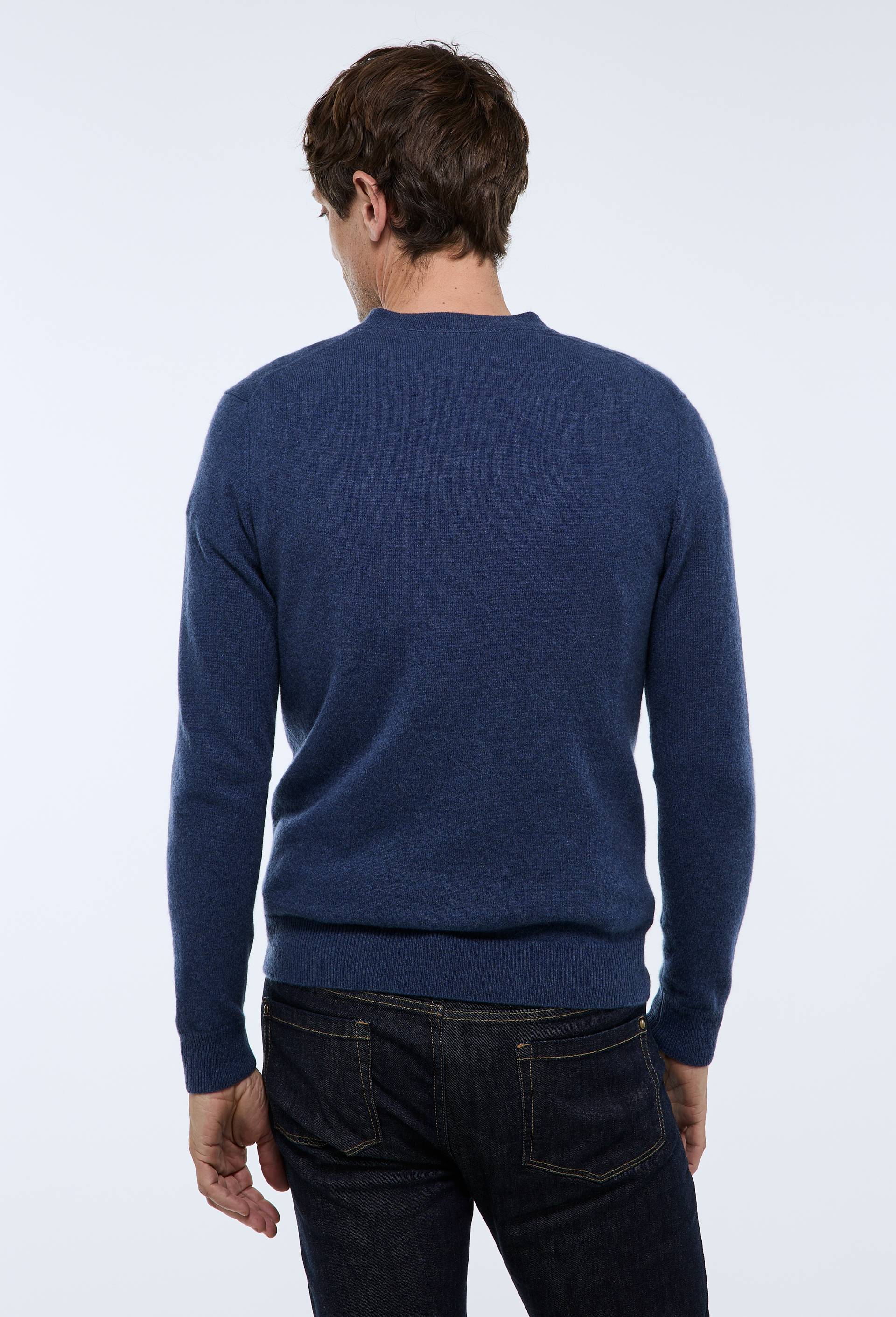 Pull col V en 100% cachemire, Bleu fonc&eacute;, large image number 1