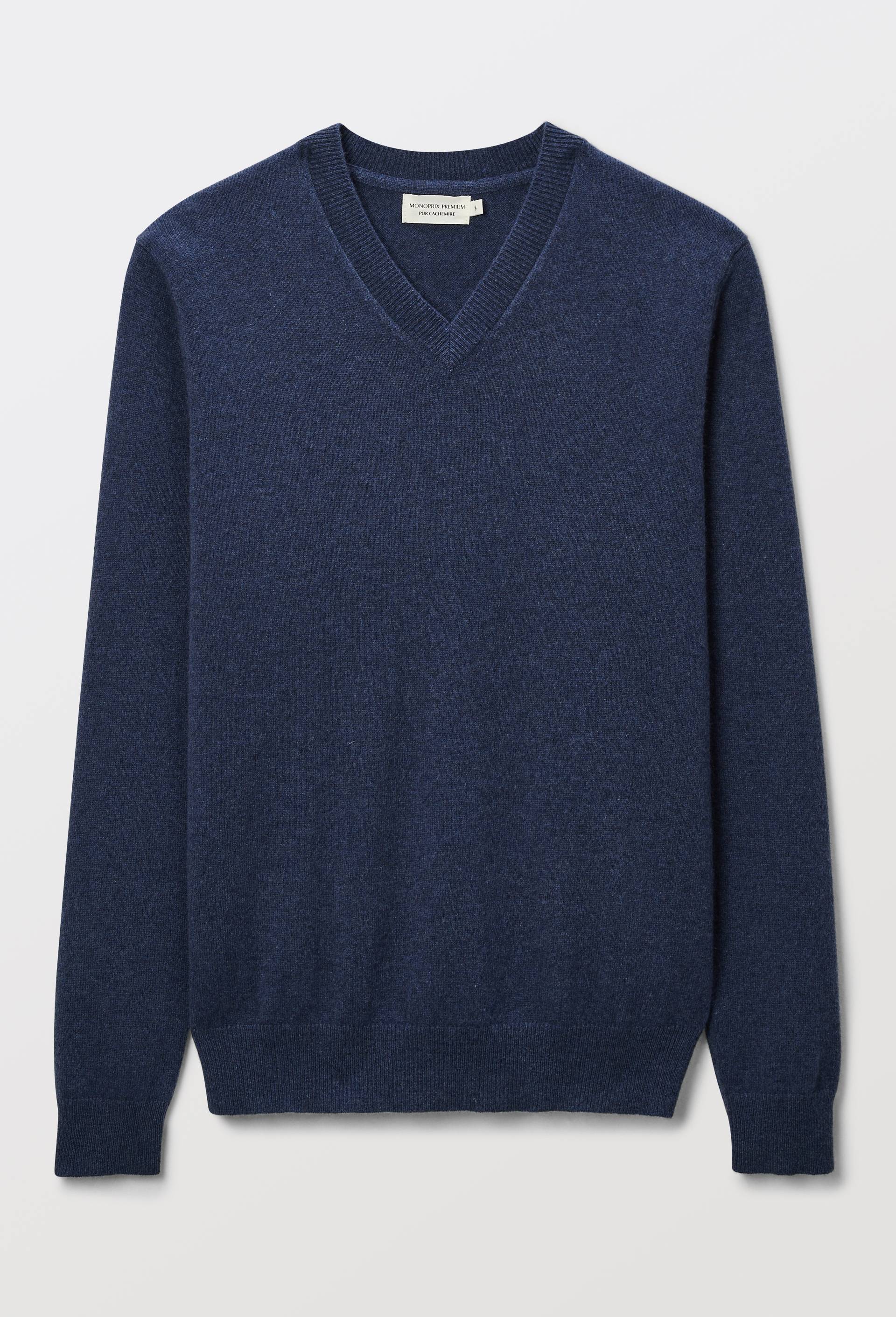 Pull col V en 100% cachemire, Bleu fonc&eacute;, large image number 2.0