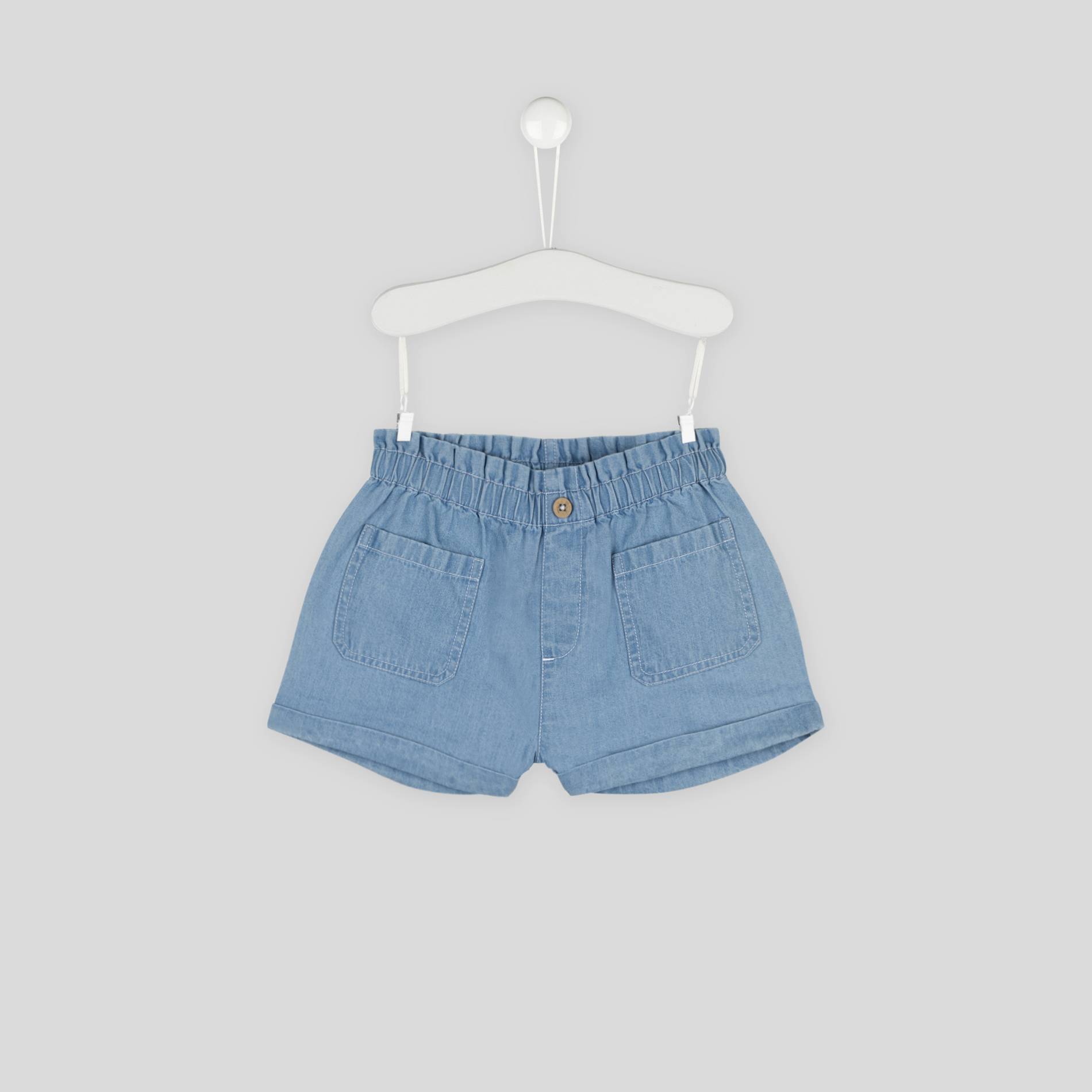 Short en chambray BIO, BLEU, large image number 1
