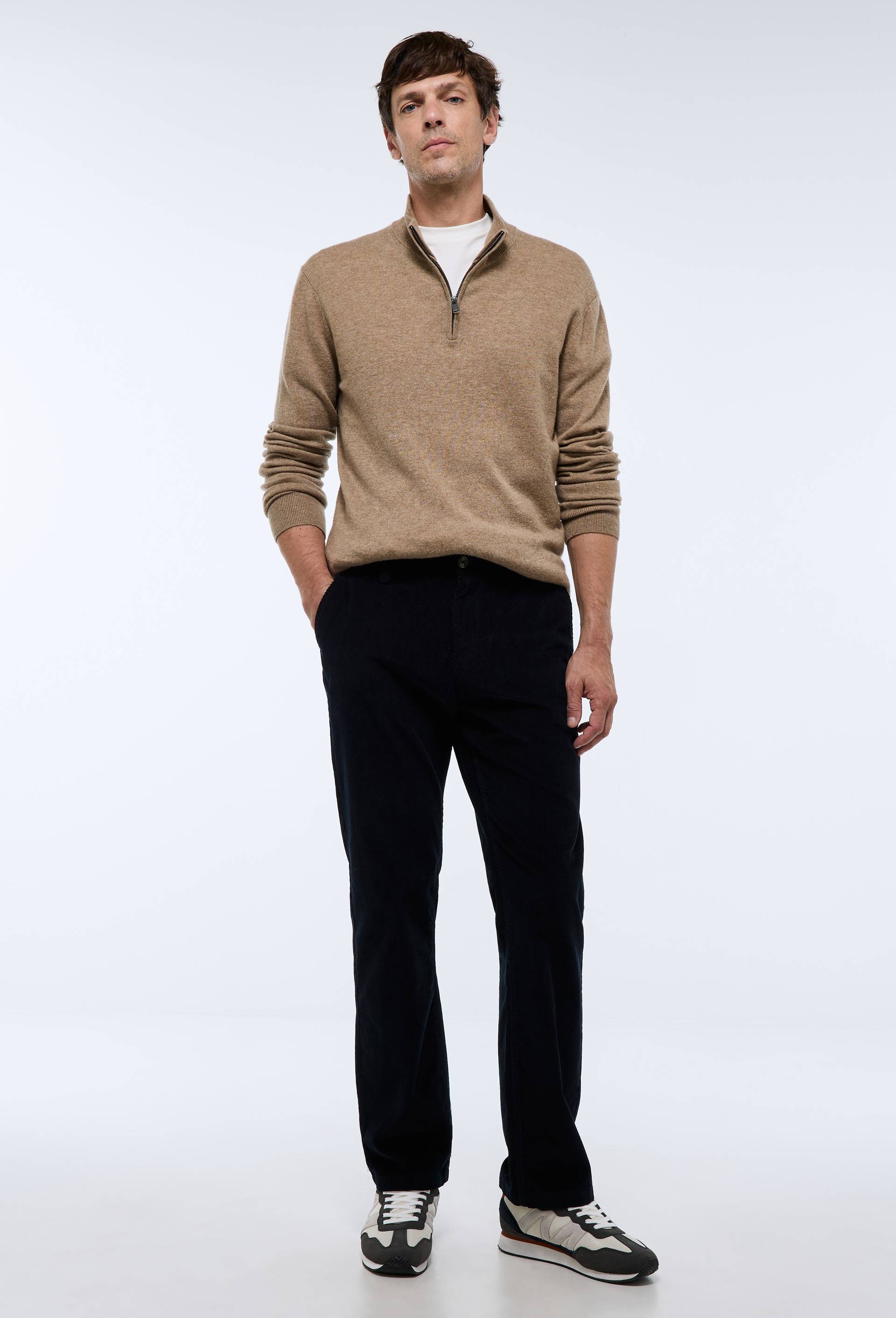 Pantalon velours en coton BIO GOTS, Bleu fonc&eacute;, large image number 0