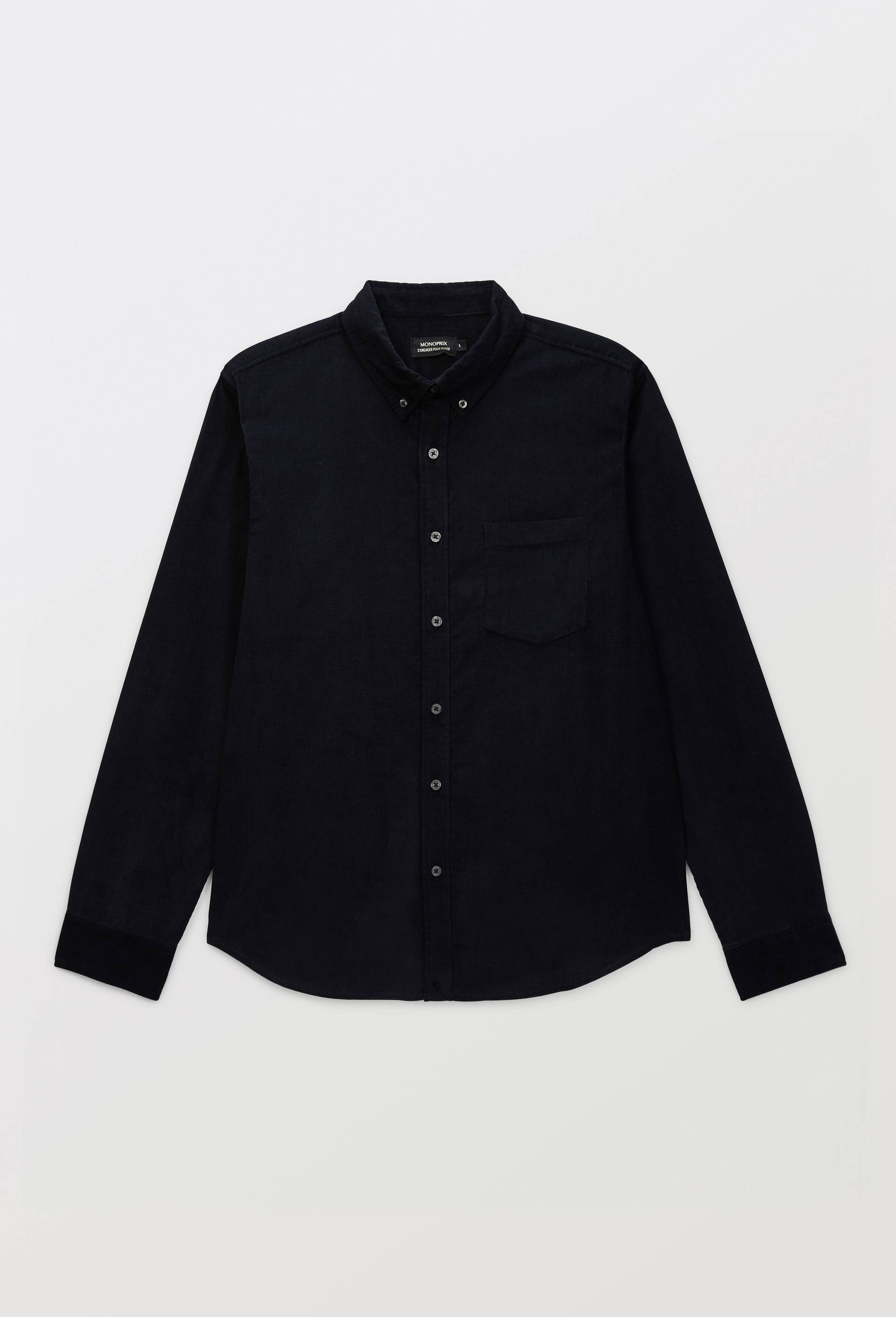Chemise manches longues velours en coton BIO GOTS, Bleu fonc&eacute;, large image number 2