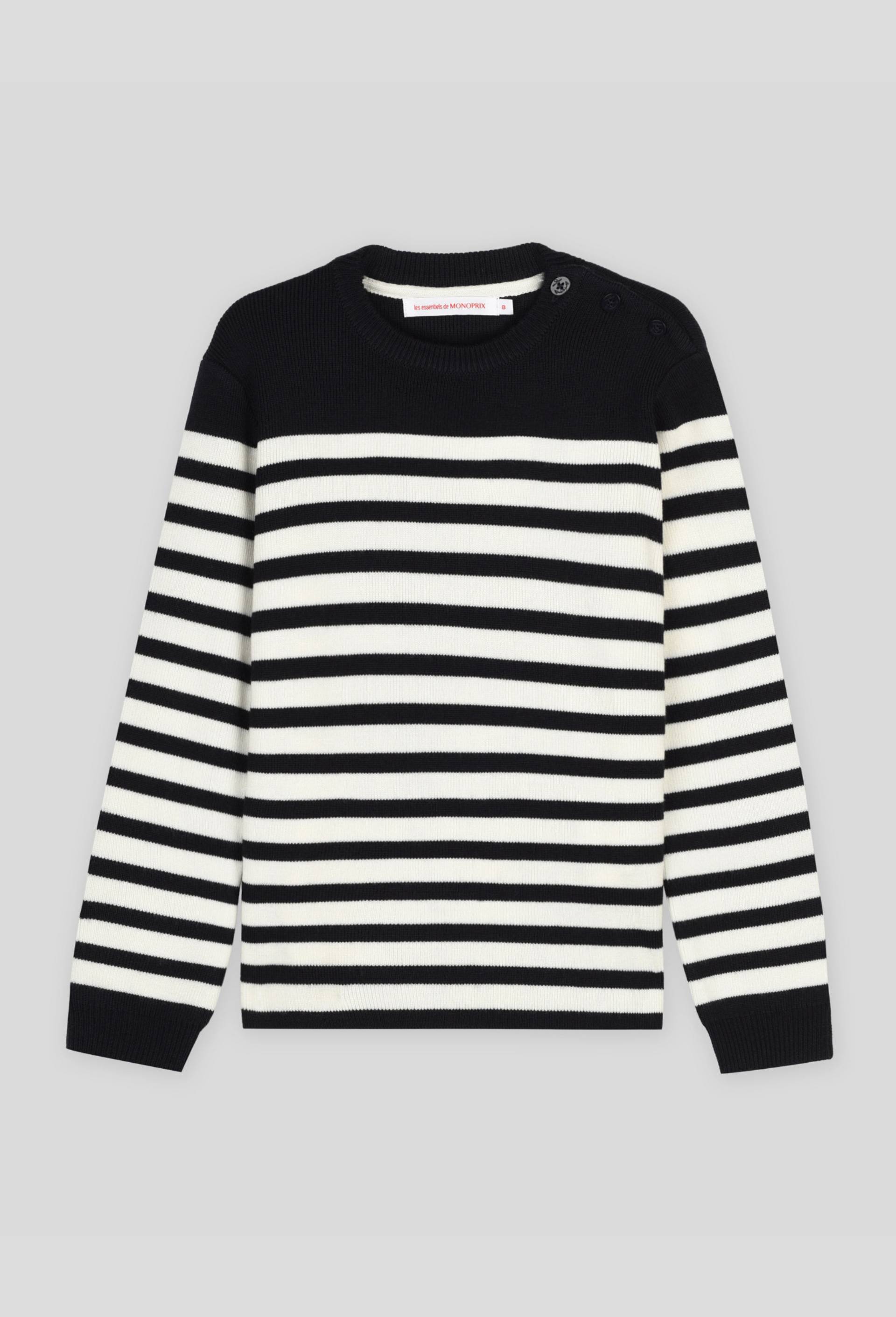 Pull rayé contenant de la laine, Bleu foncé, swatch image