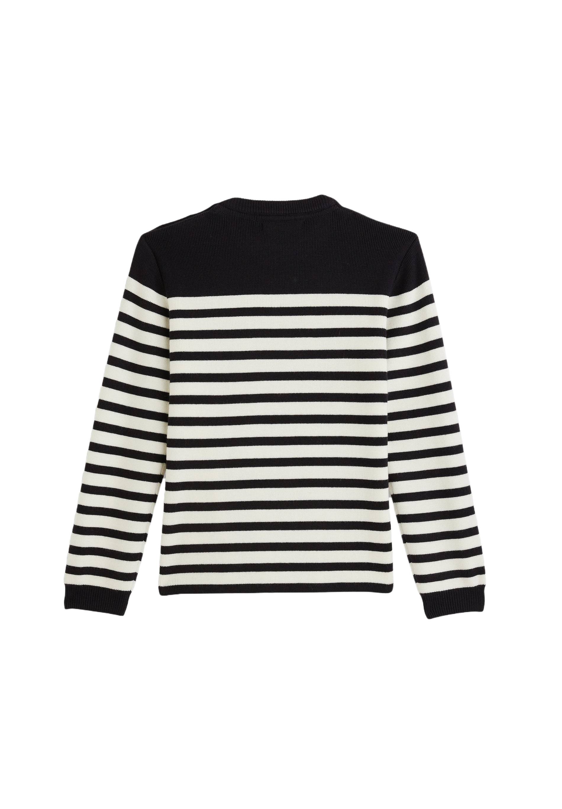Pull ray&eacute; contenant de la laine, Bleu fonc&eacute;, large image number 5