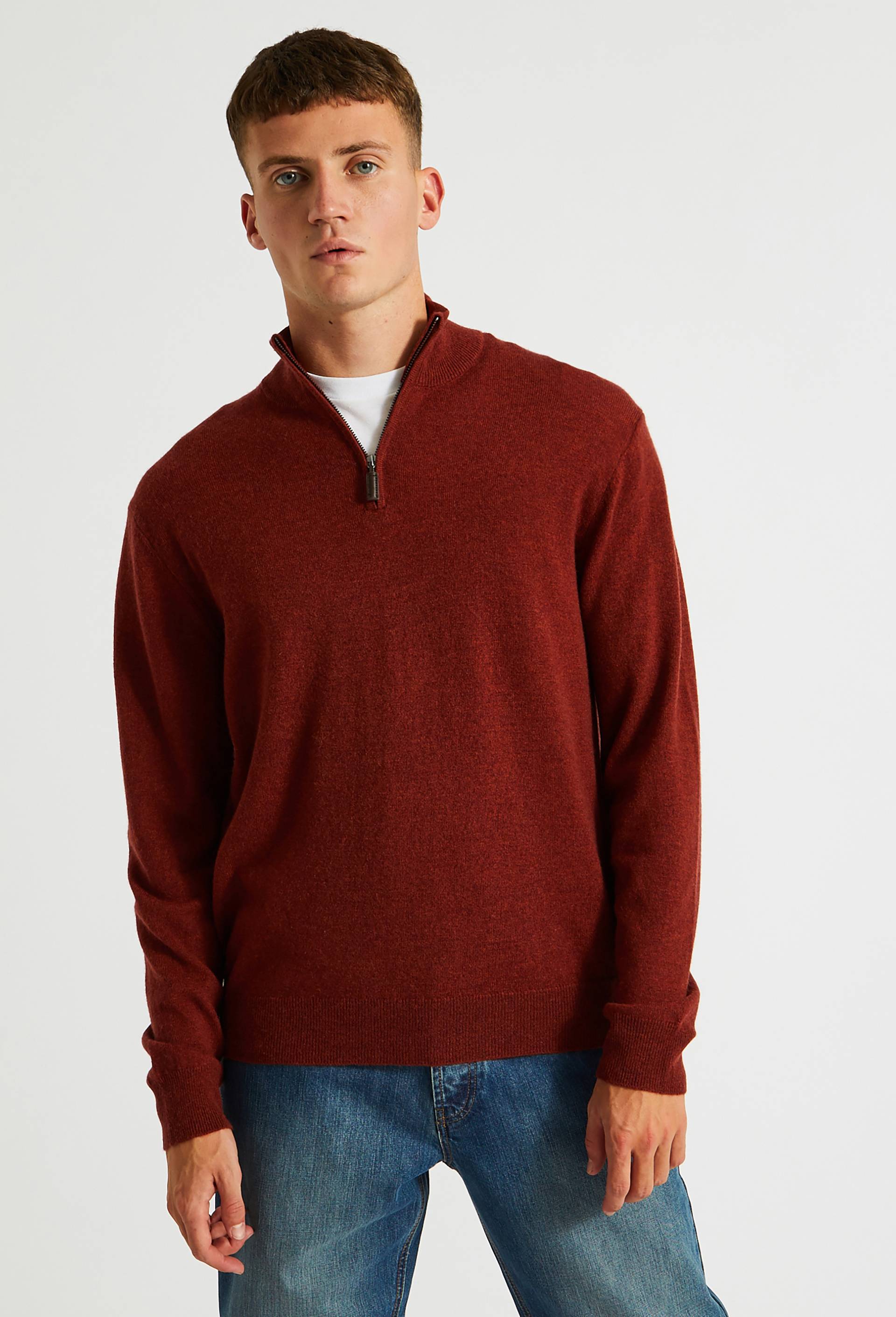 Pull col camionneur en mélange laine et cachemire, Brun, swatch image