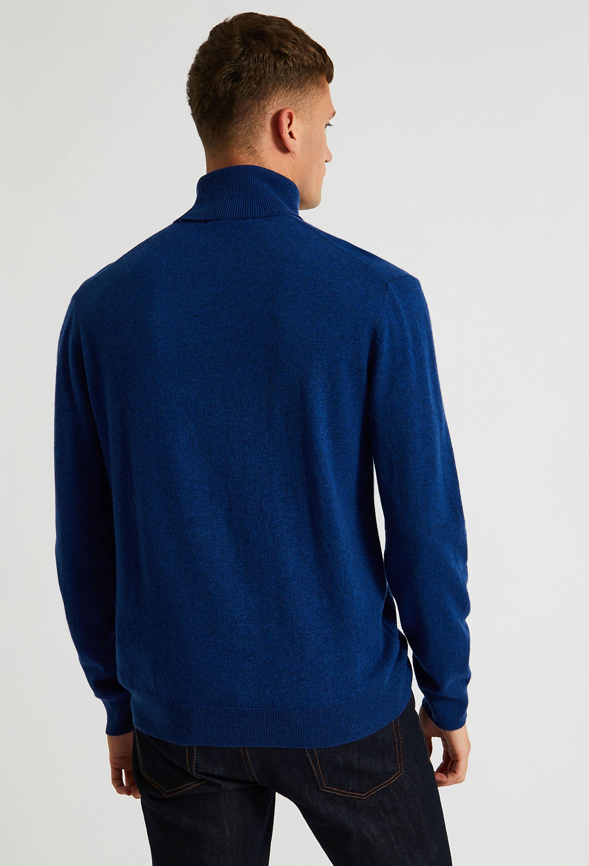 Pull col roulé en mélange laine et cachemire, BLEU, large image number 1.0