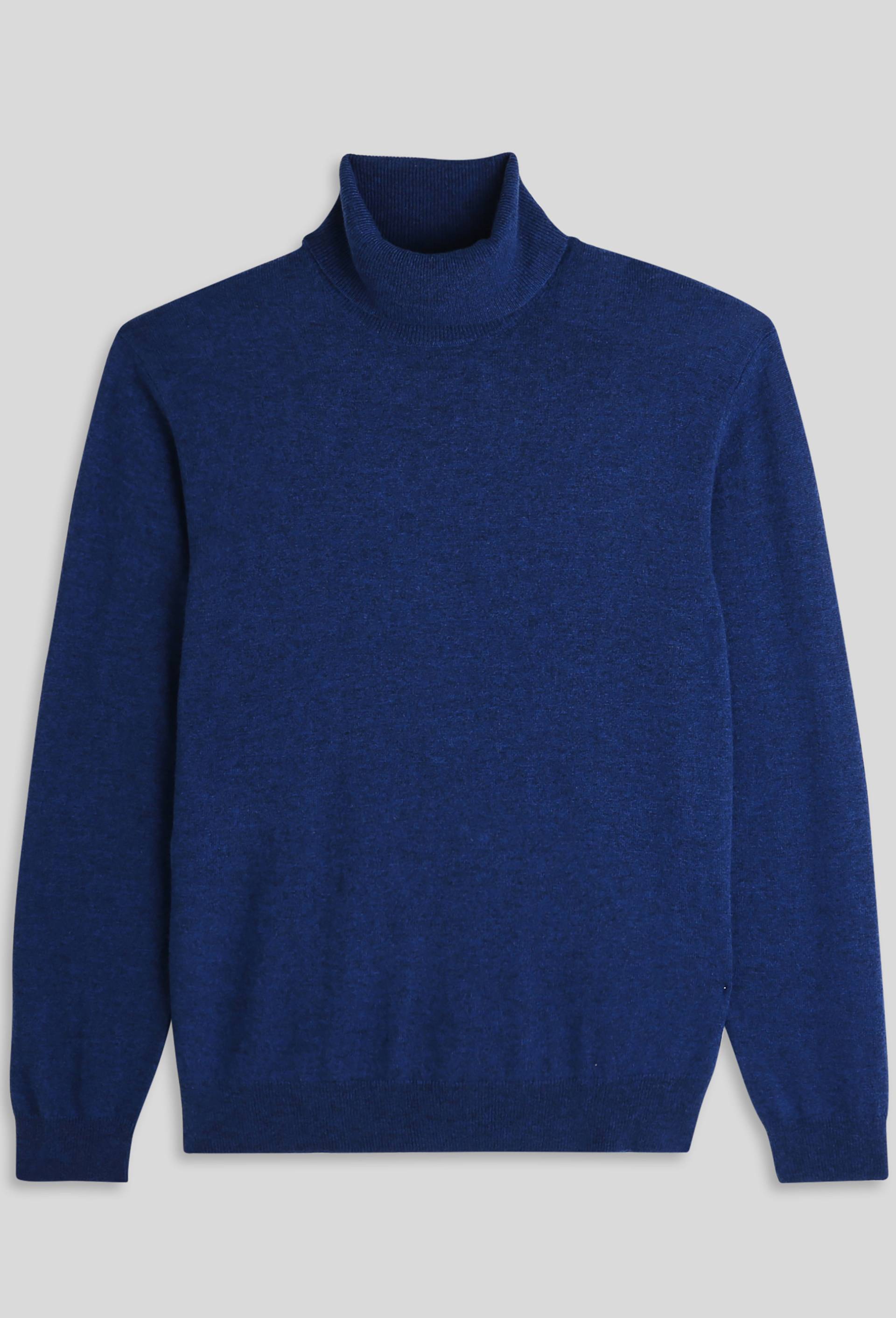 Pull col roulé en mélange laine et cachemire, BLEU, large image number 2