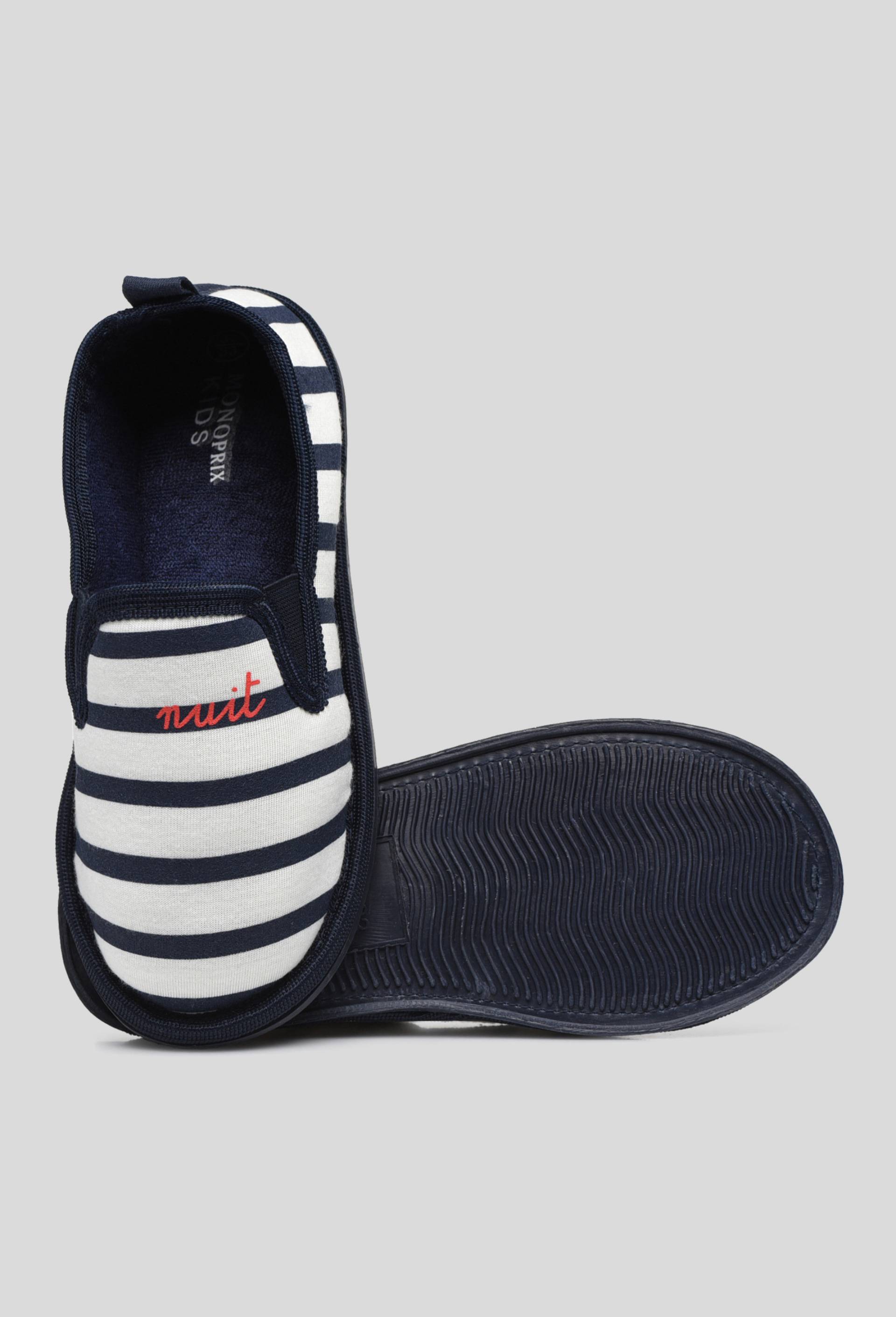 Chaussons charentaises motif marini&egrave;re avec message, Bleu fonc&eacute;, large image number 2