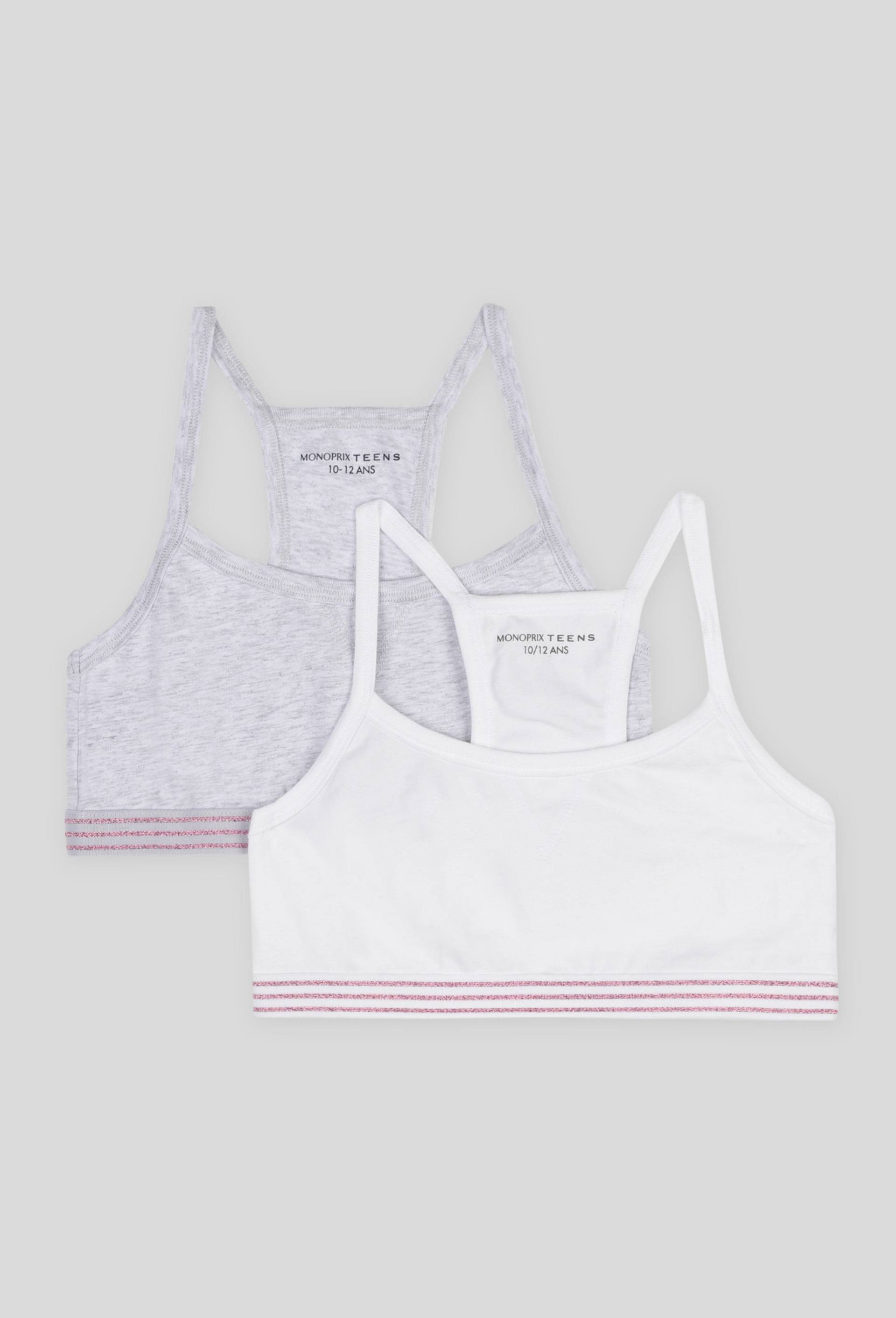Lot de 2 brassières de sport certifiées Oekotex, Blanc, large image number 0