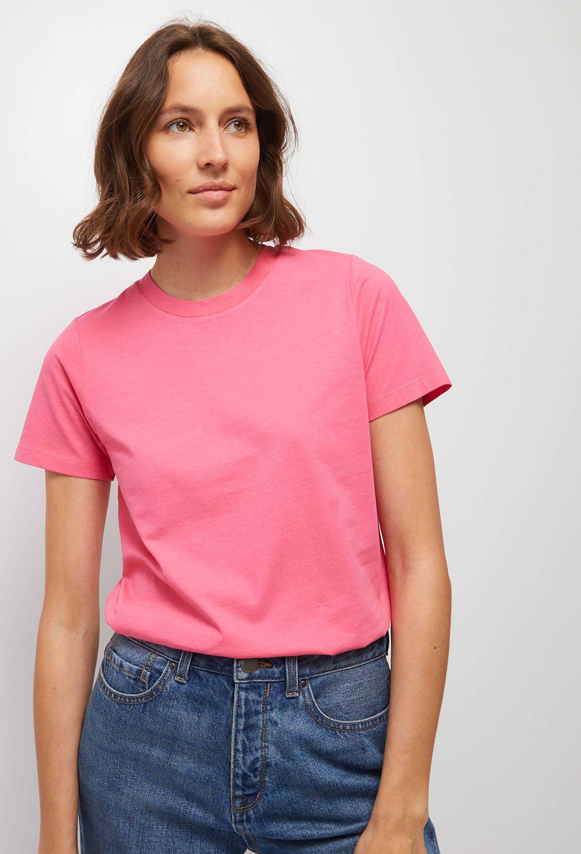 T-shirt manches courtes uni en coton BIO, Rose, large image number 0
