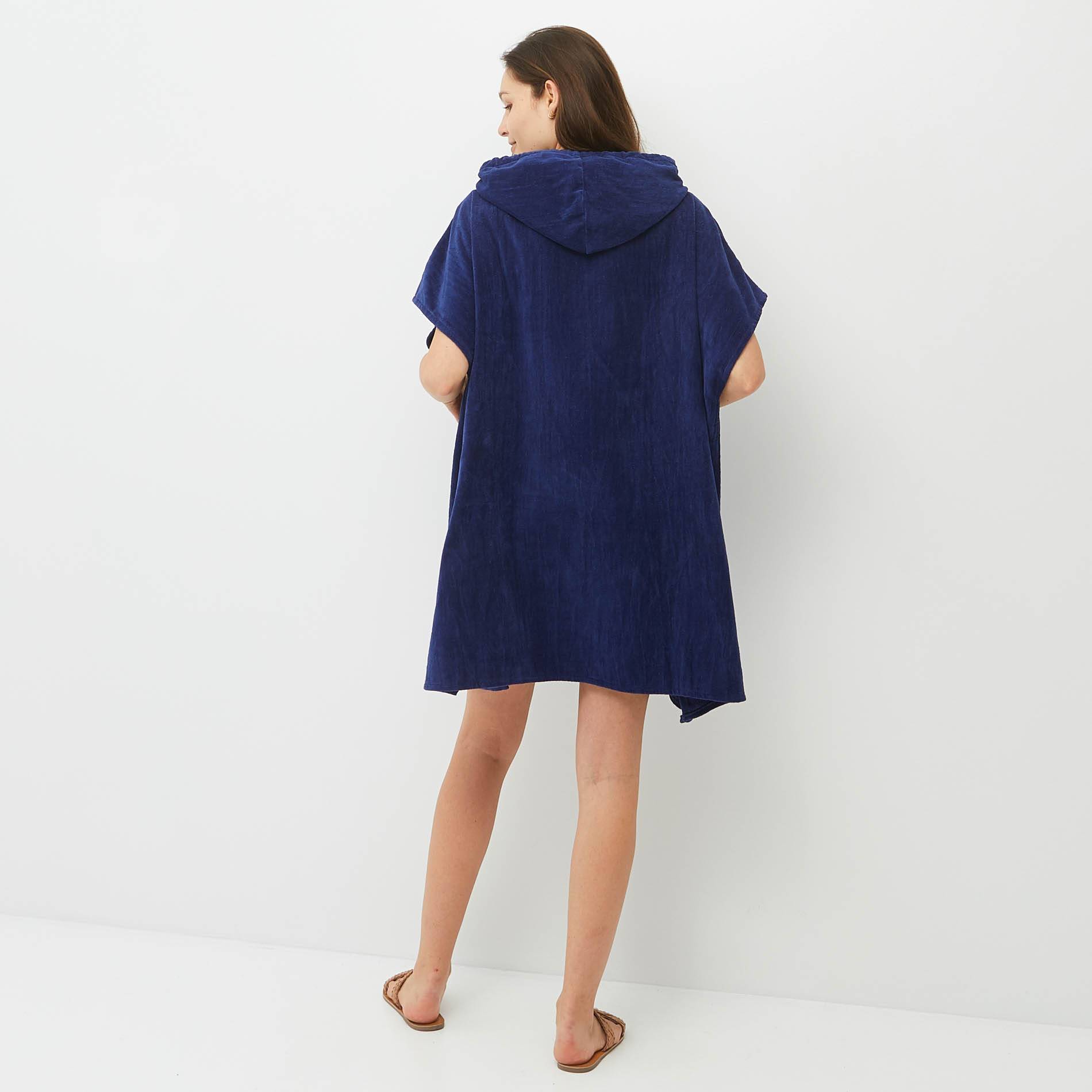 Poncho de plage en coton, Bleu foncé, large image number 1