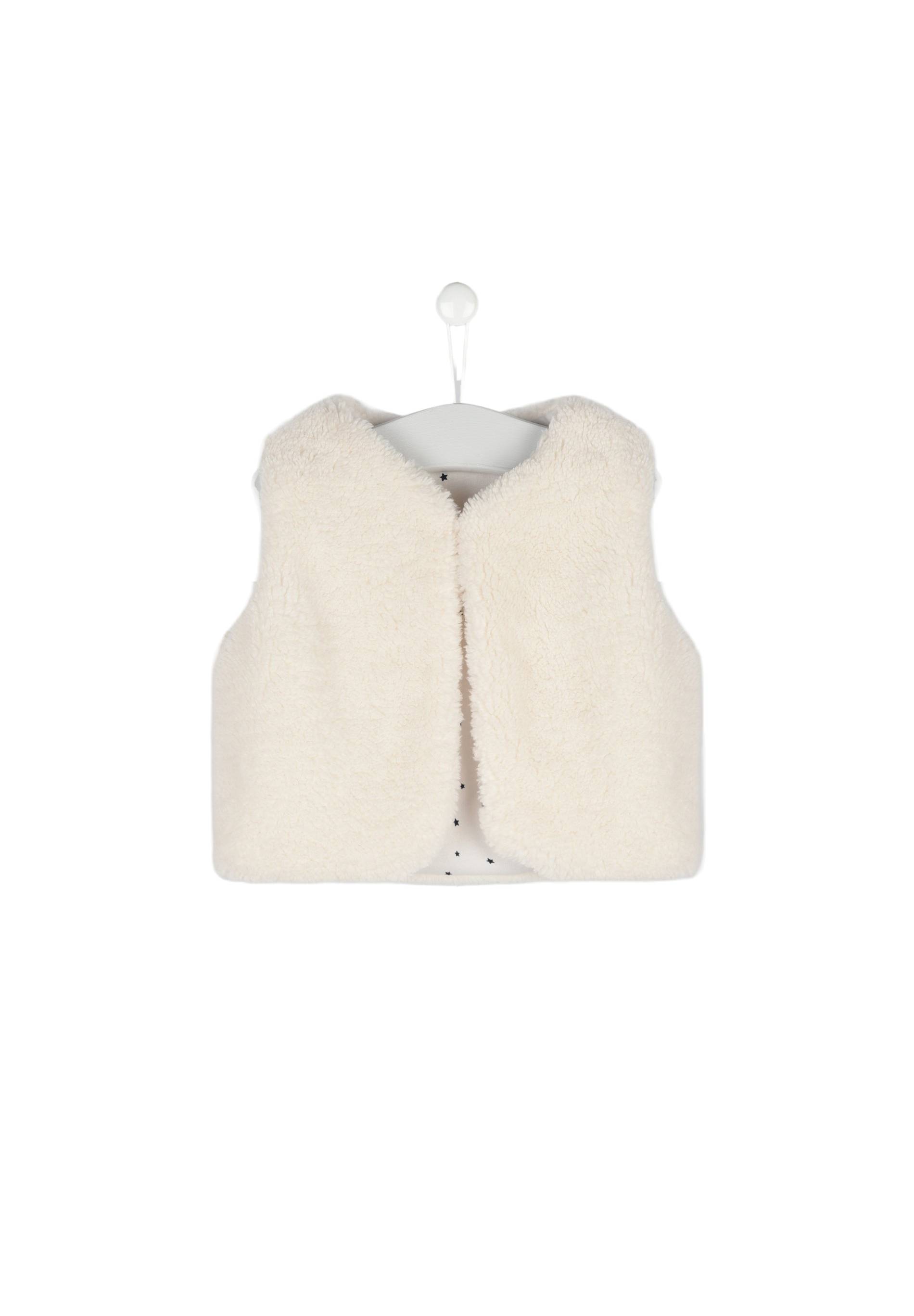 Gilet sans manches uni, effet mouton, Ecru, large image number 3