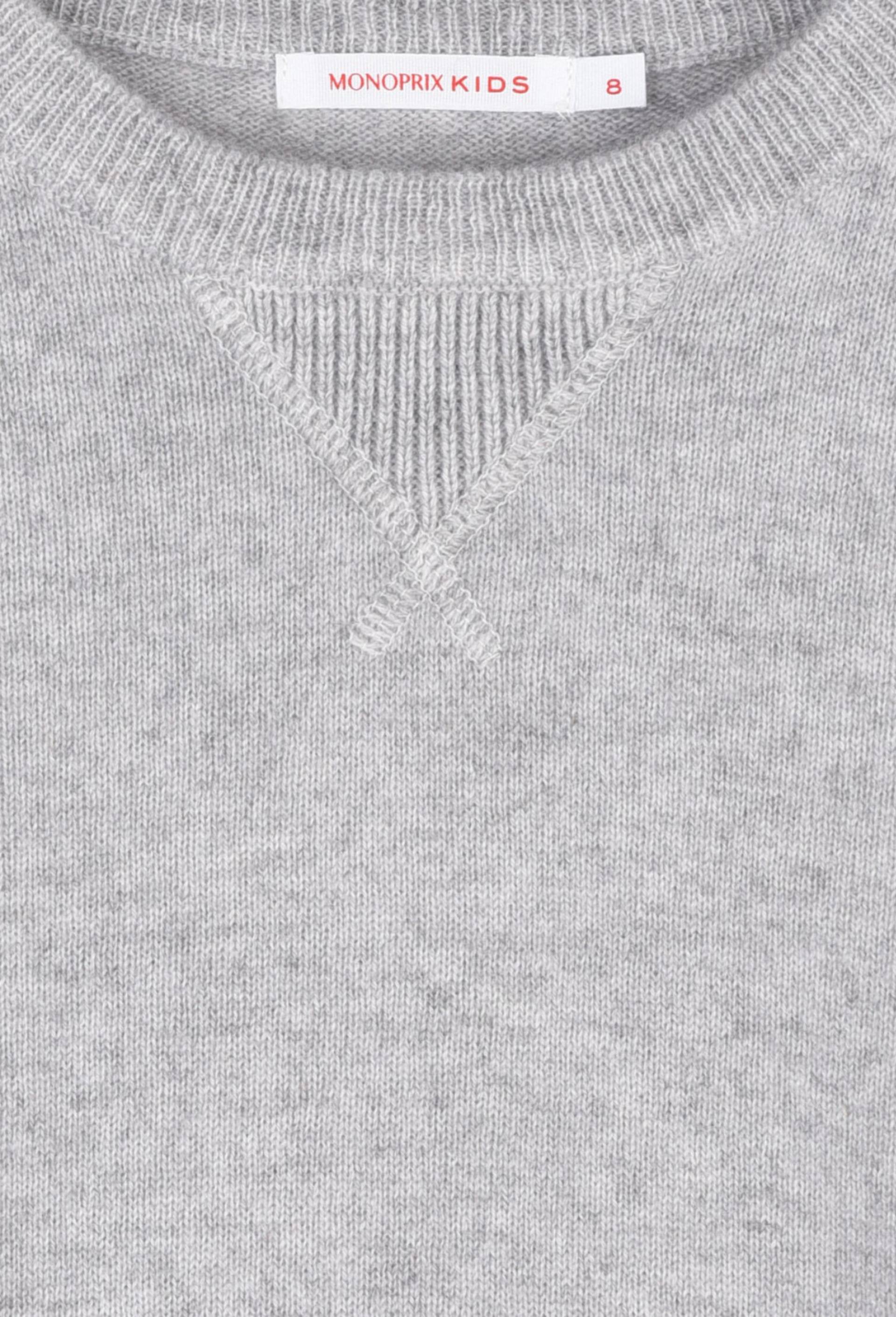 Pull Fille Matalan 5 Ans – Gris Col Rond à Carreaux – Manches Longues – Occasion TBE