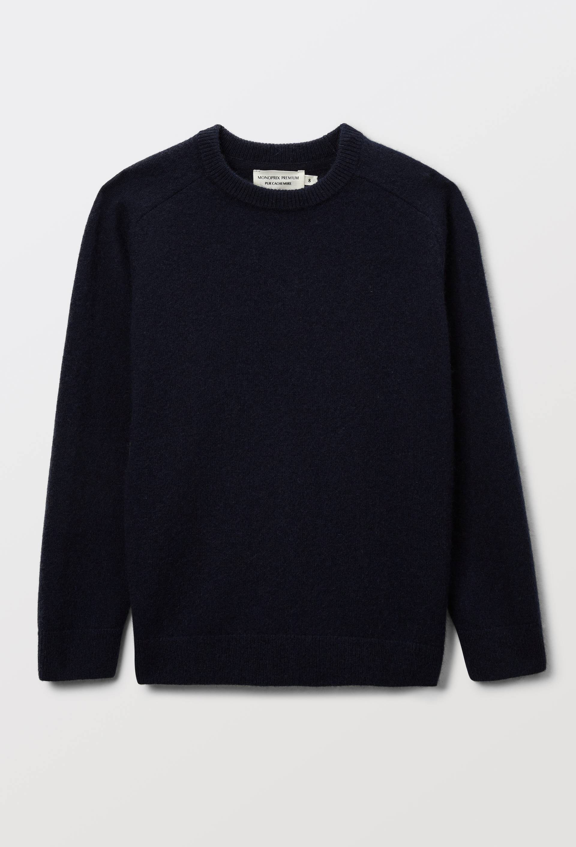 Pull uni col rond en 100% cachemire, Bleu fonc&eacute;, swatch image