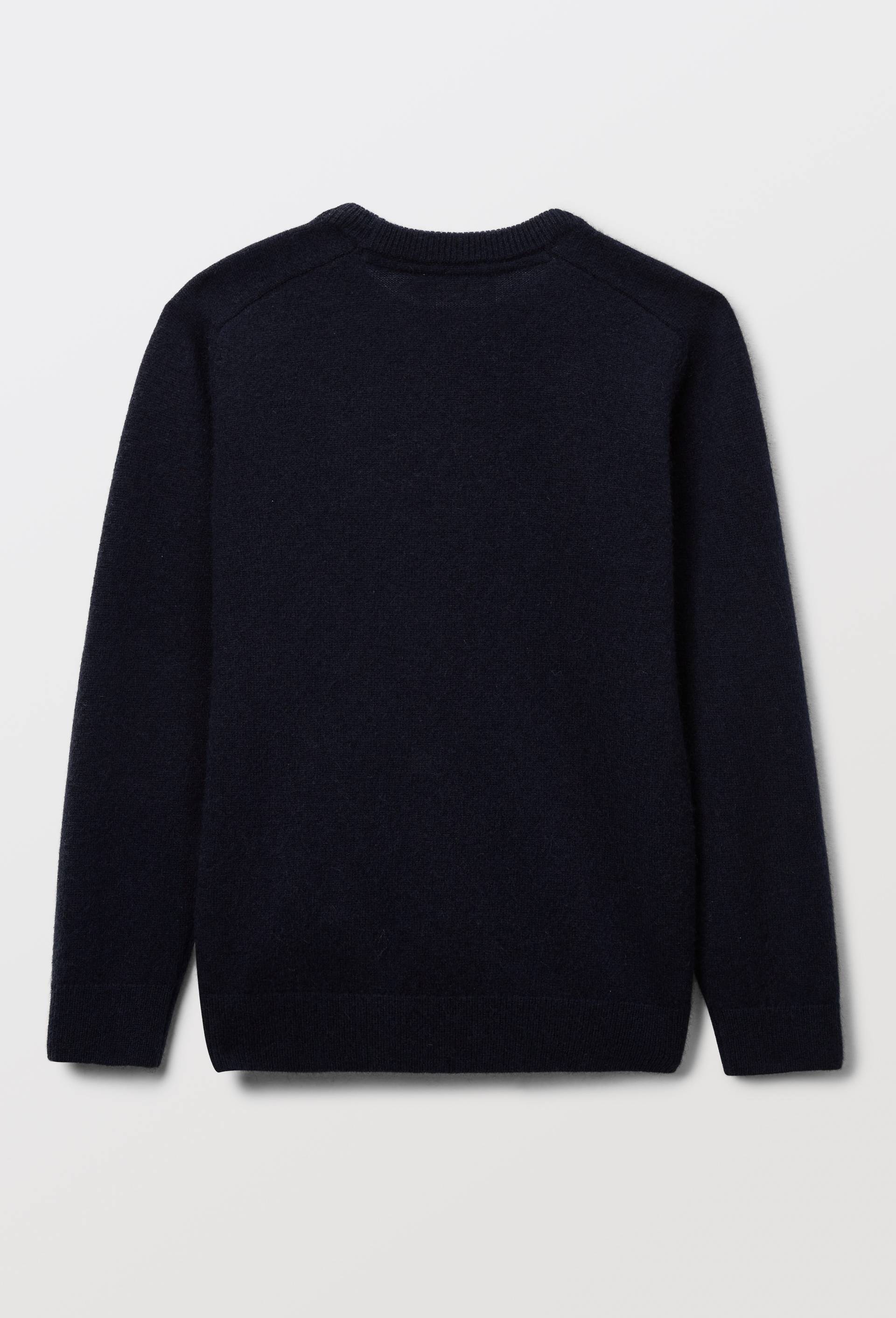 Pull uni col rond en 100% cachemire, Bleu fonc&eacute;, large image number 1