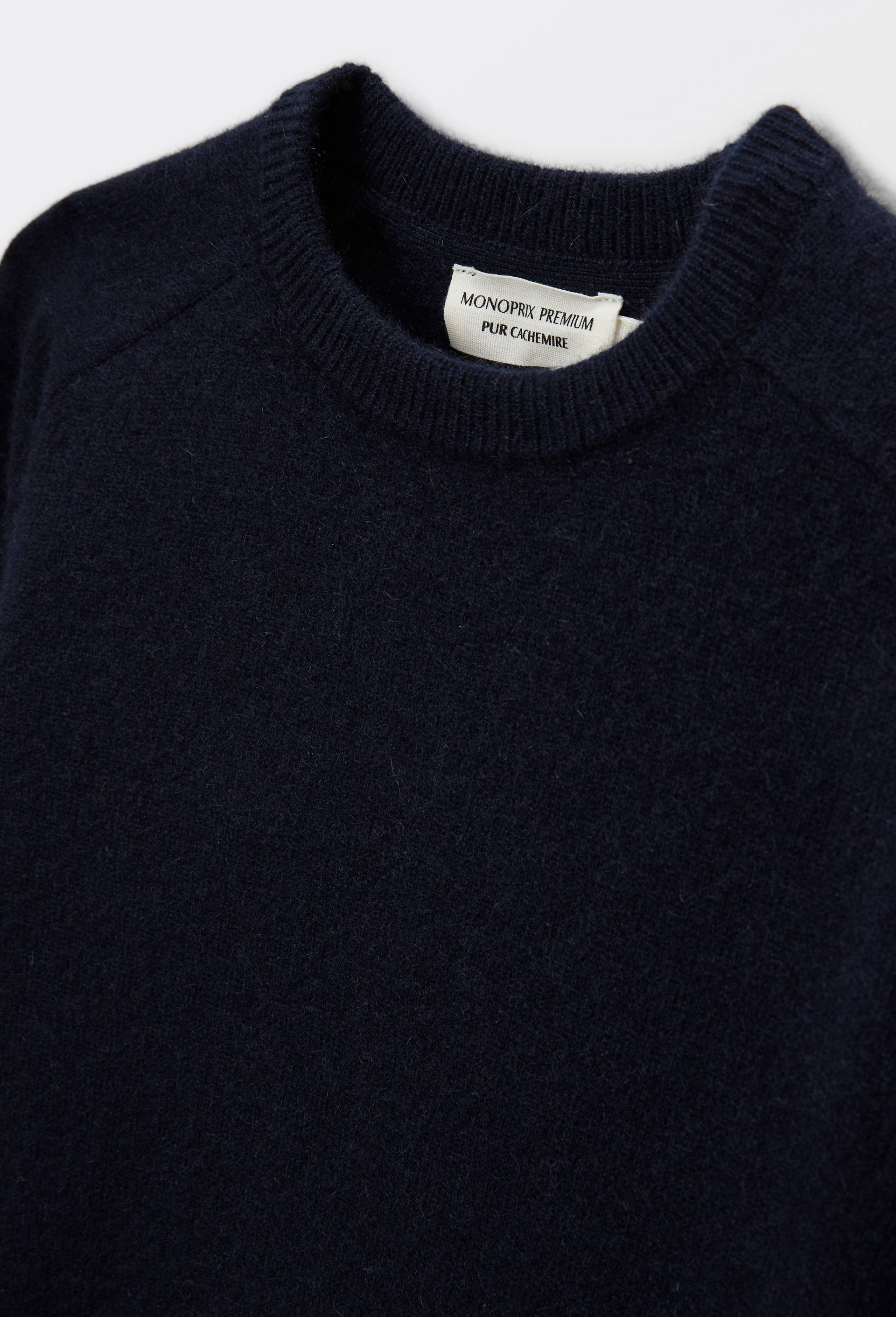Pull uni col rond en 100% cachemire, Bleu foncé, large image number 2.0